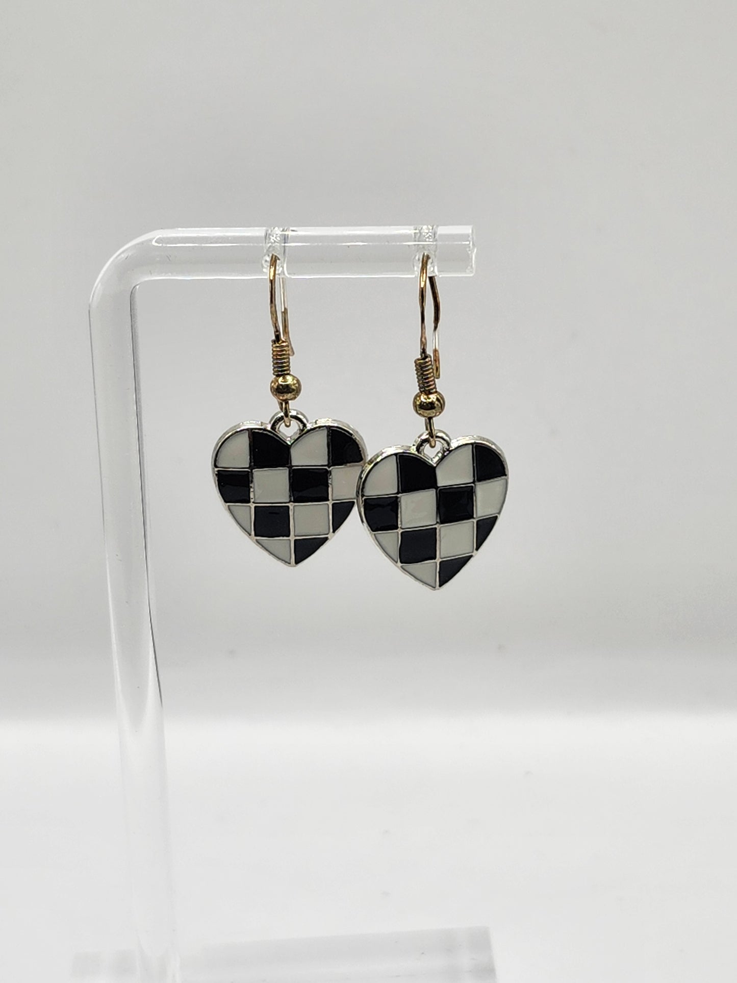 Checkered Heart Earrings
