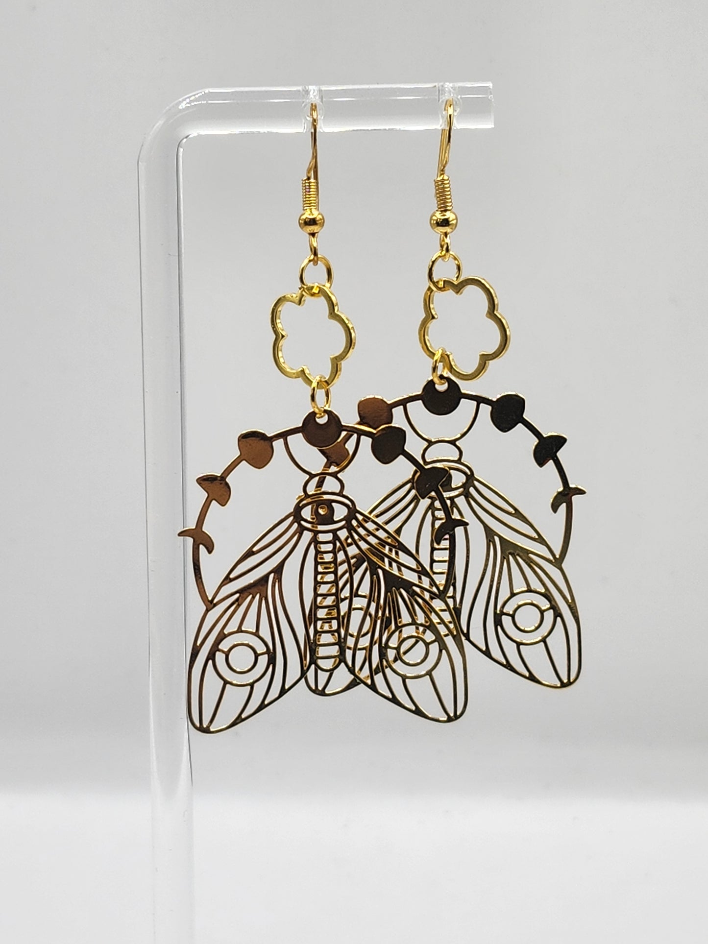 Moon Moth Flower Earrings