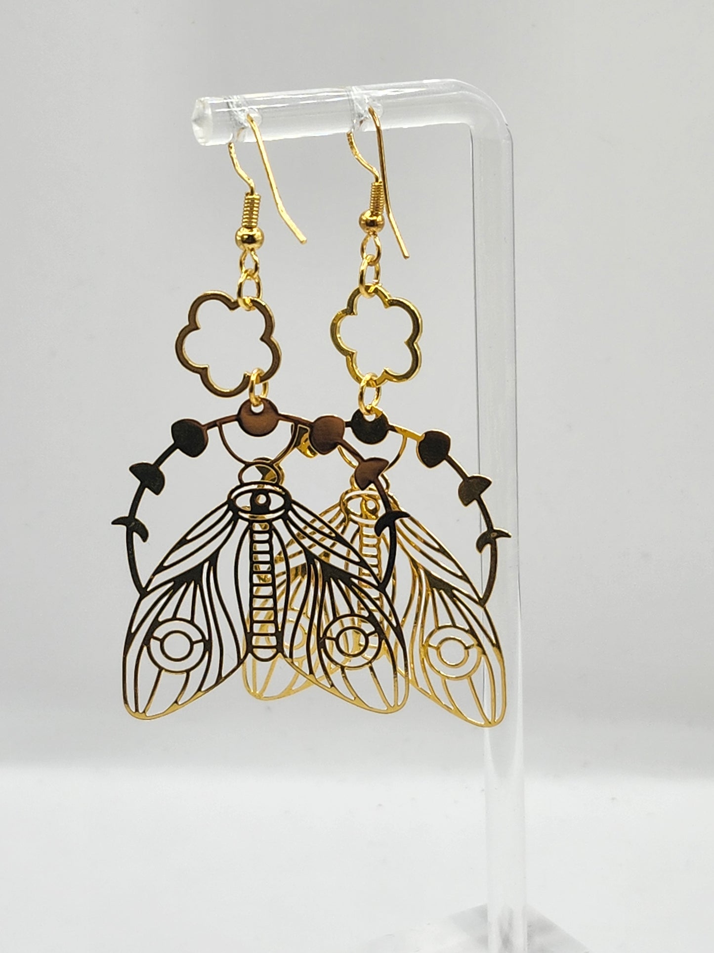 Moon Moth Flower Earrings