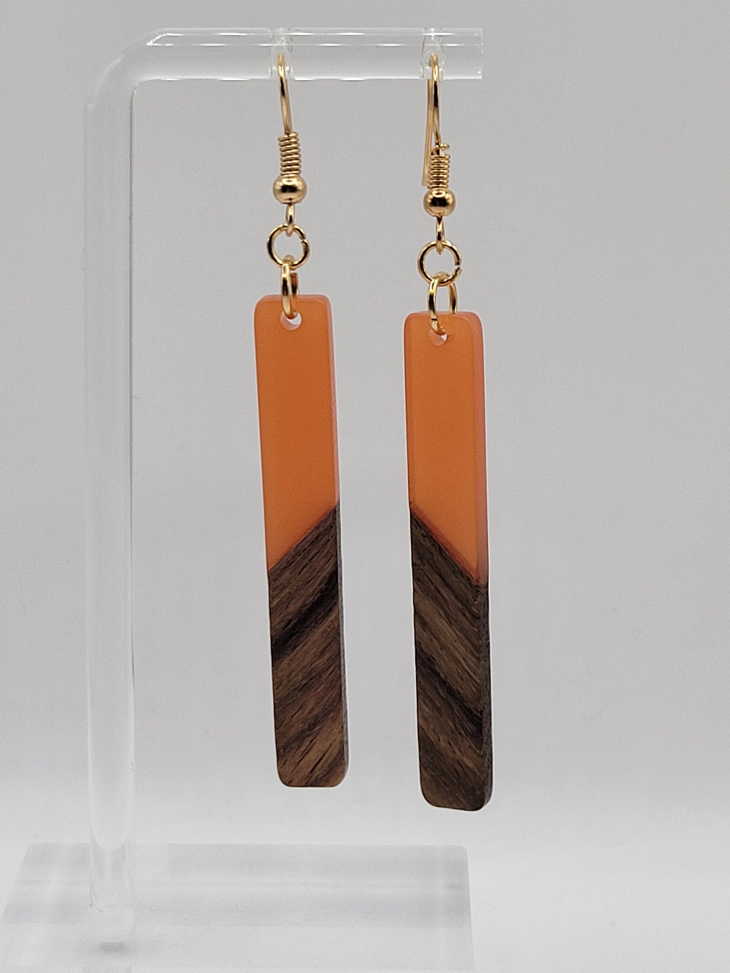 Boucles d'oreilles rectangulaires en bois