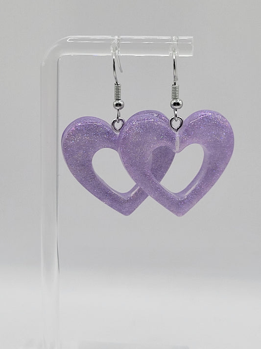 Boucles d'oreilles coeur à paillettes holographiques