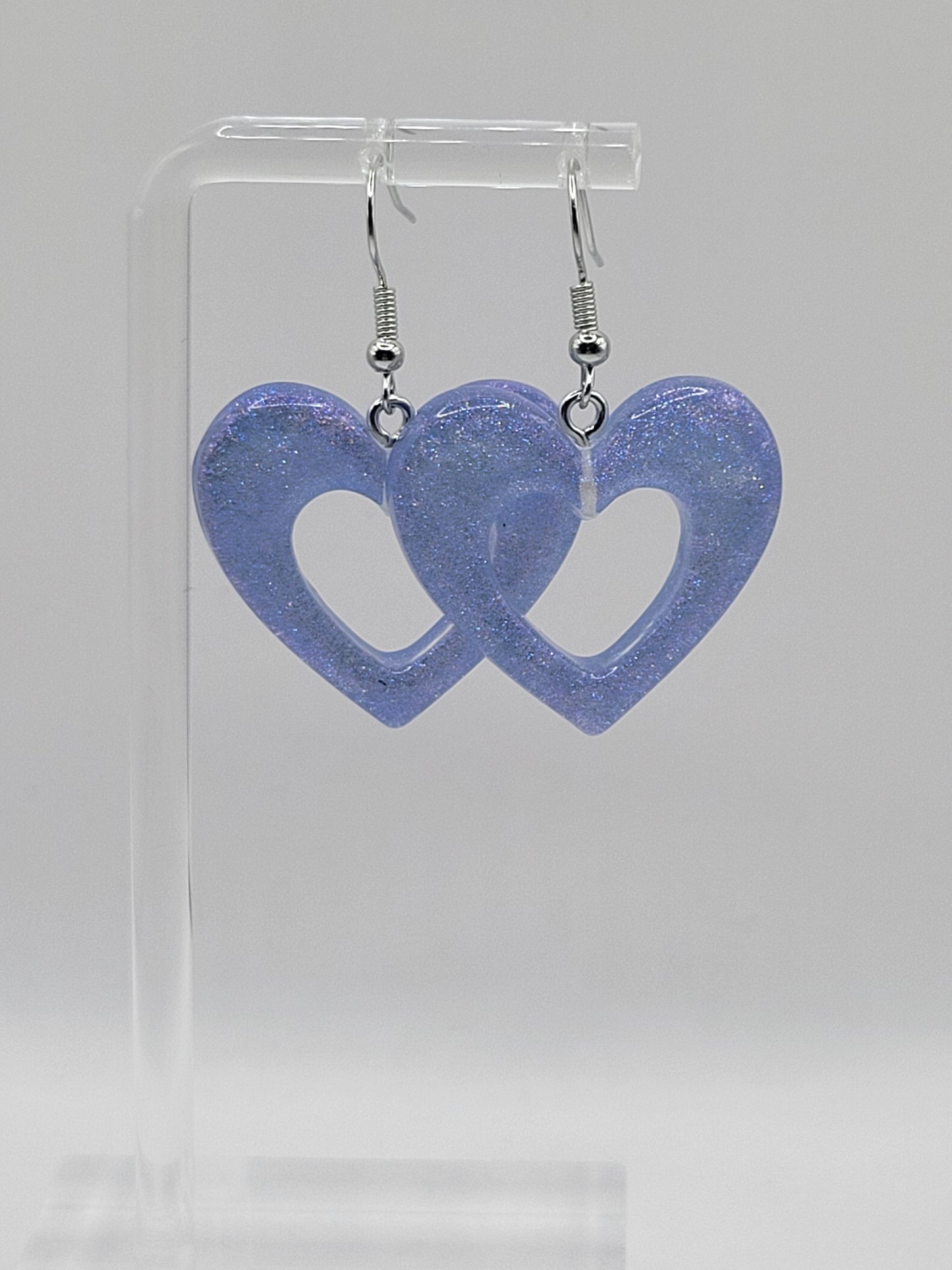 Boucles d'oreilles coeur à paillettes holographiques