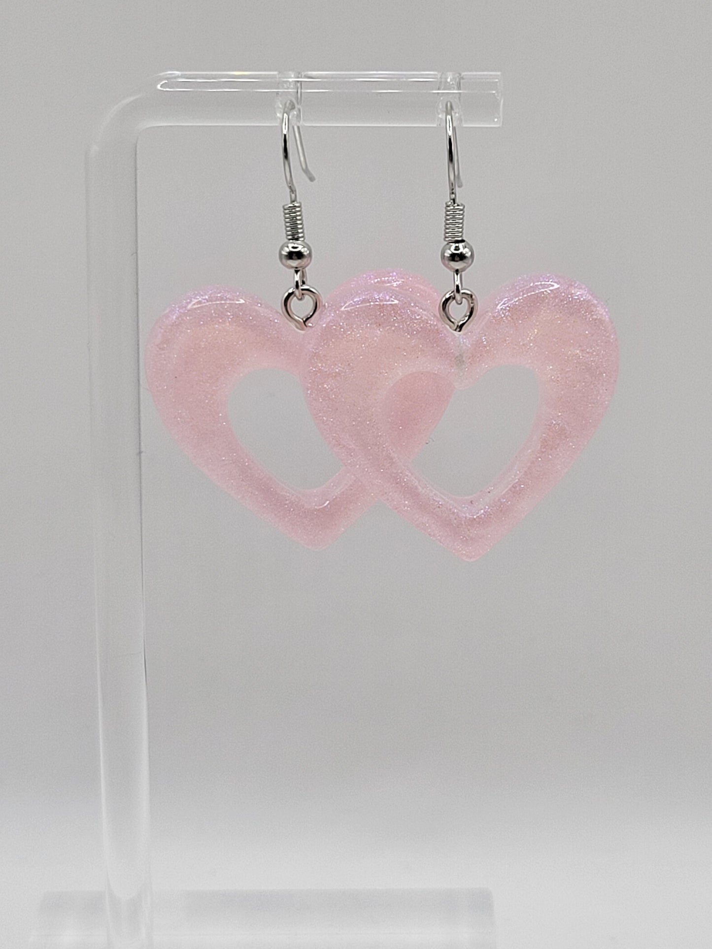 Boucles d'oreilles coeur à paillettes holographiques