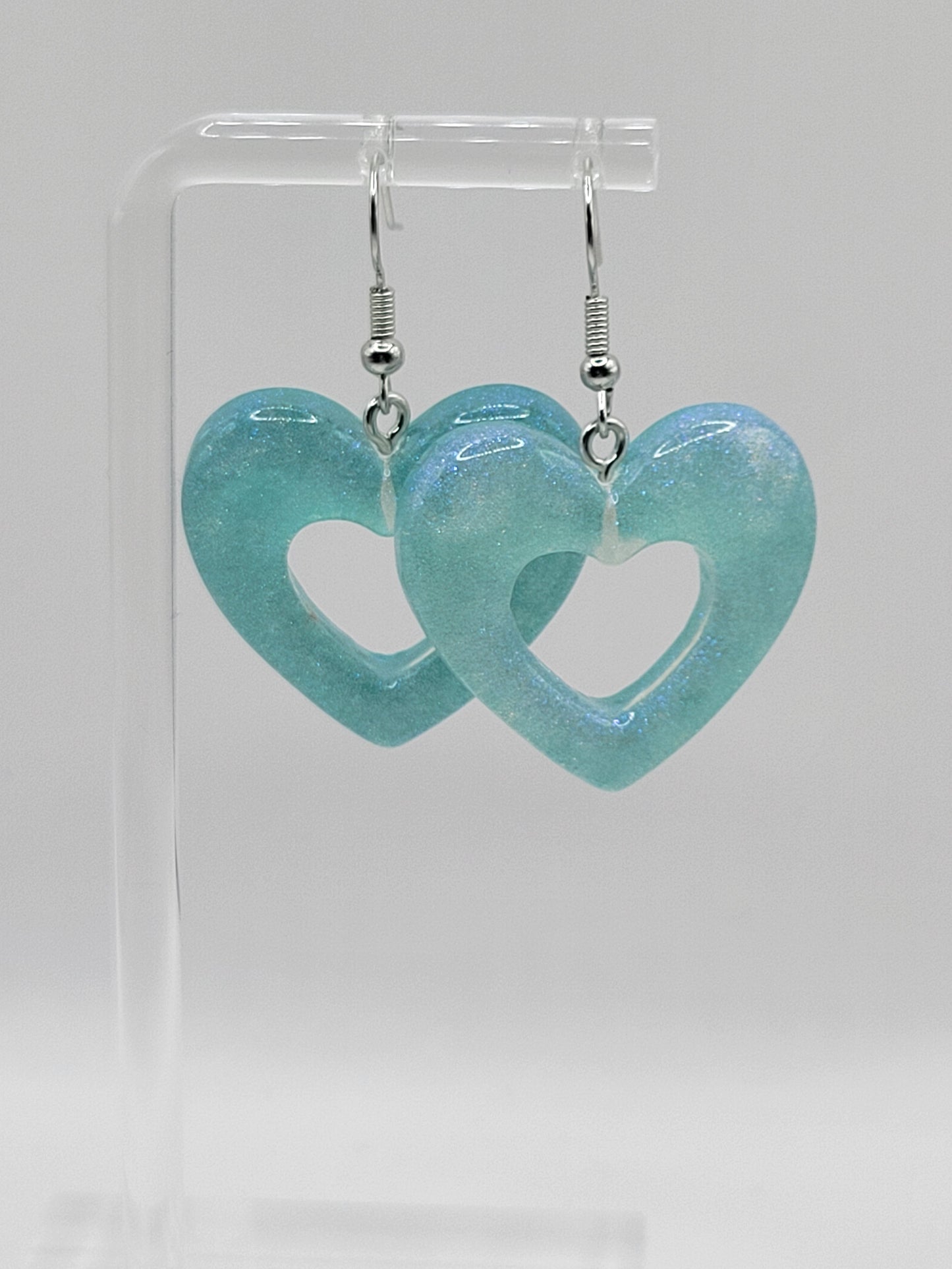 Boucles d'oreilles coeur à paillettes holographiques