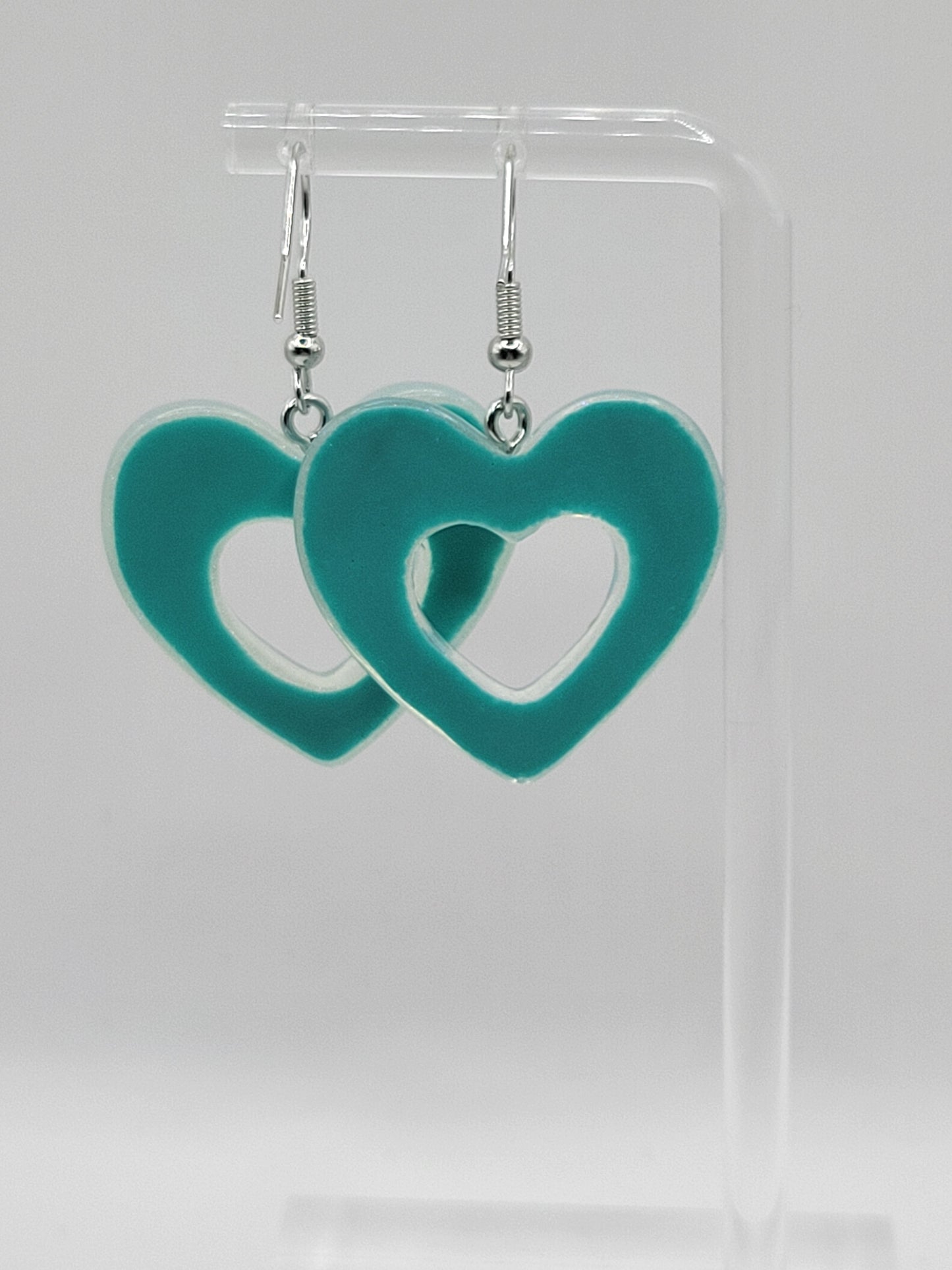 Boucles d'oreilles coeur à paillettes holographiques