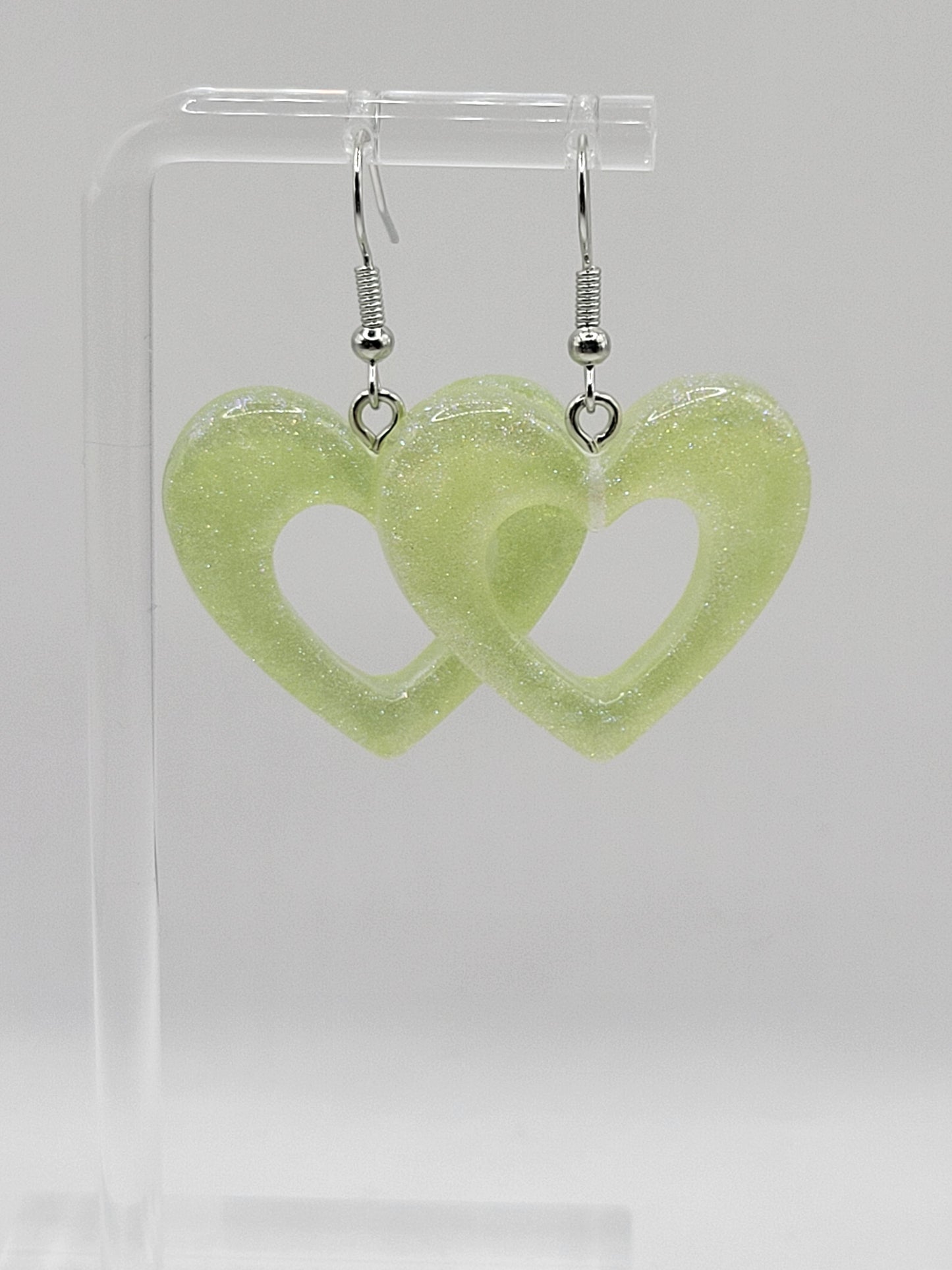 Boucles d'oreilles coeur à paillettes holographiques