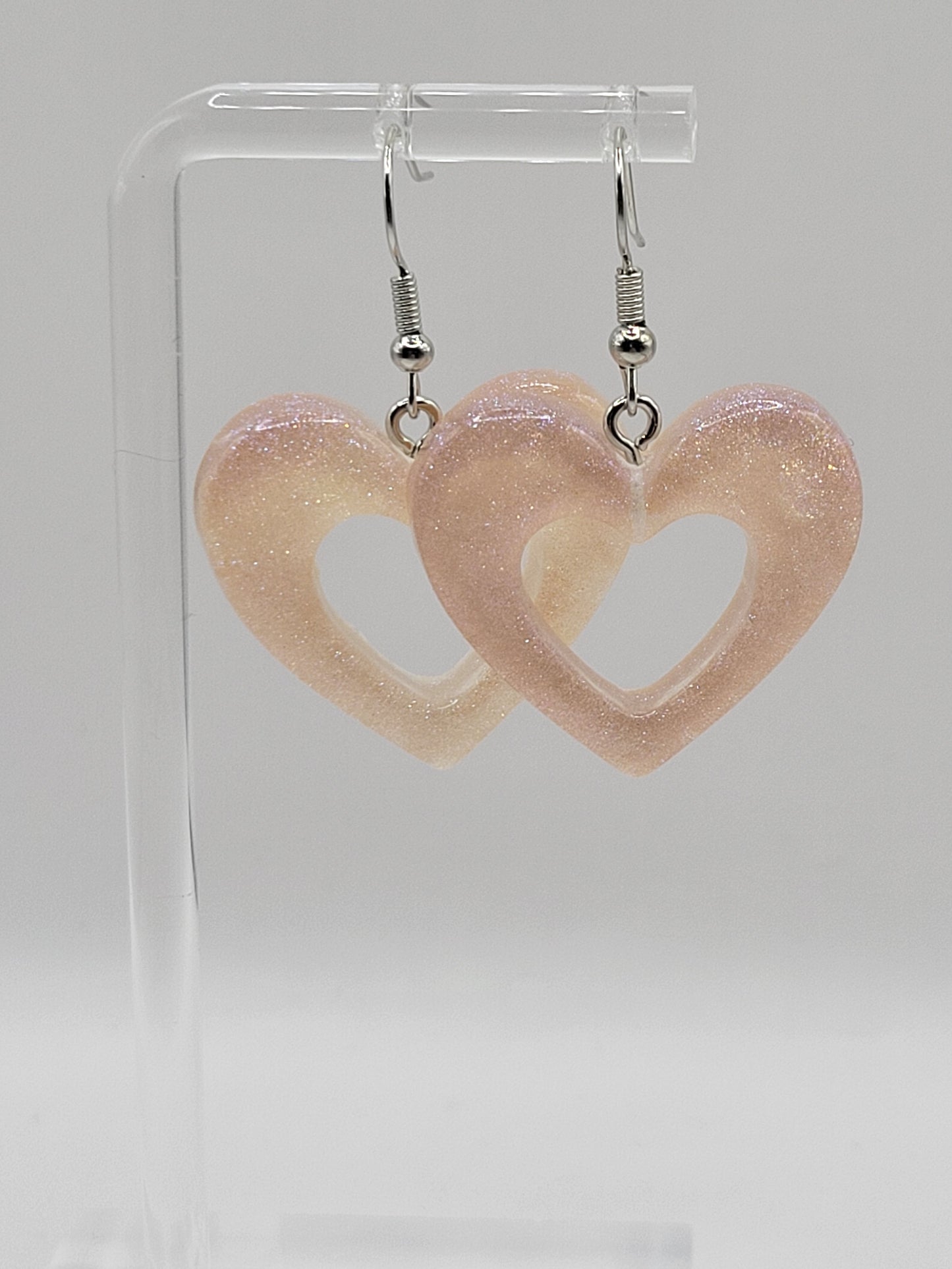 Holographic Glitter Heart Earrings