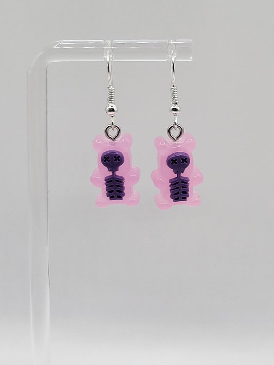 Boucles d'oreilles squelette en forme d'ourson en gélatine