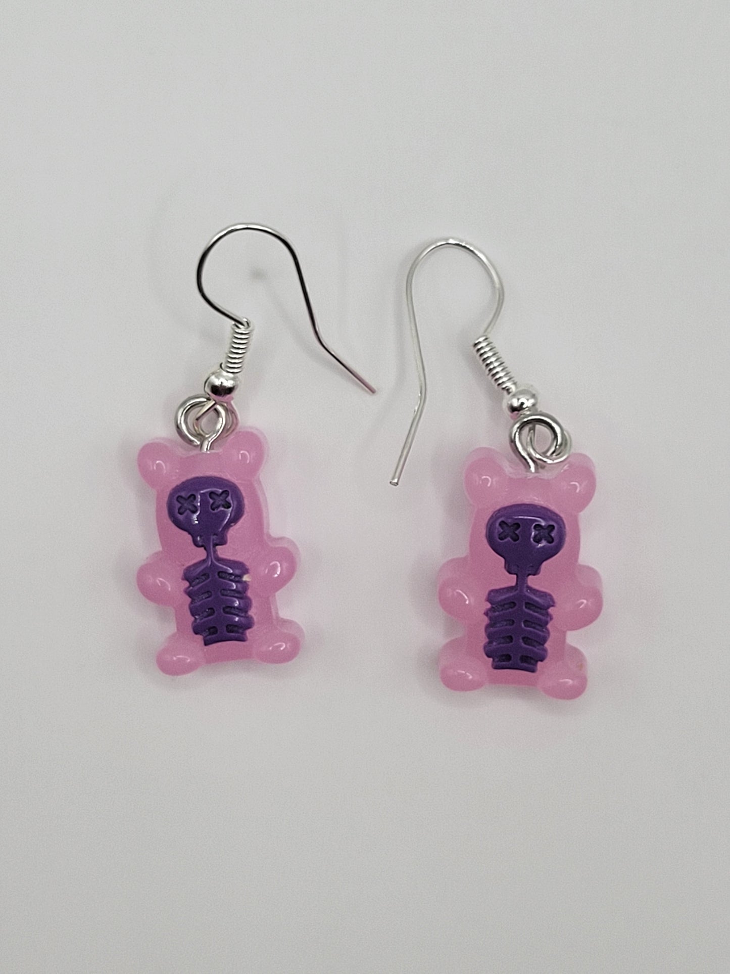 Boucles d'oreilles squelette en forme d'ourson en gélatine