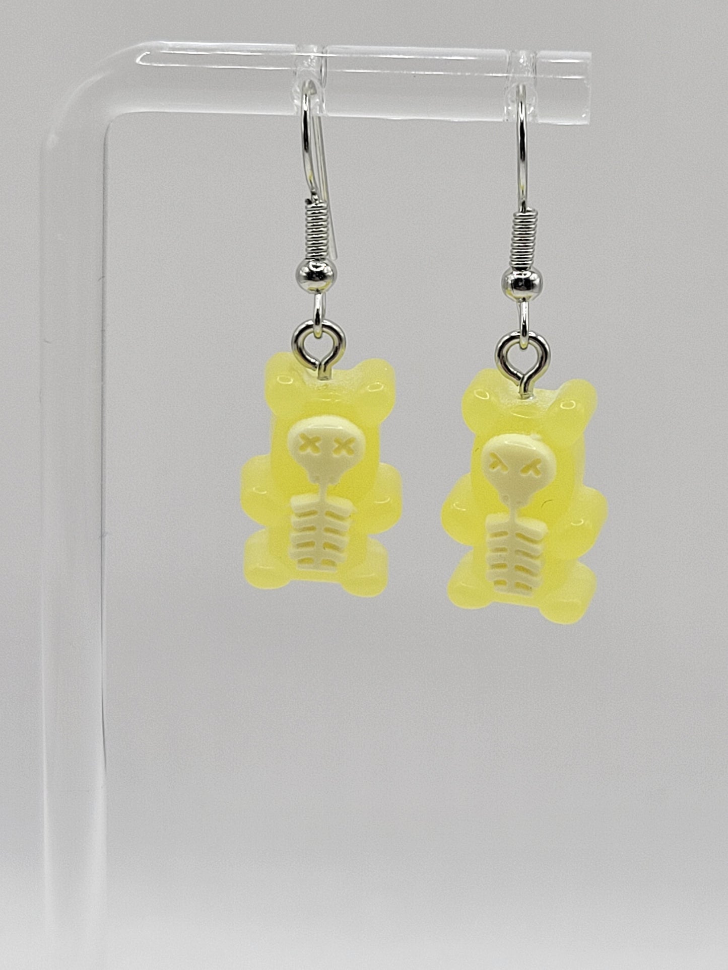 Boucles d'oreilles squelette en forme d'ourson en gélatine