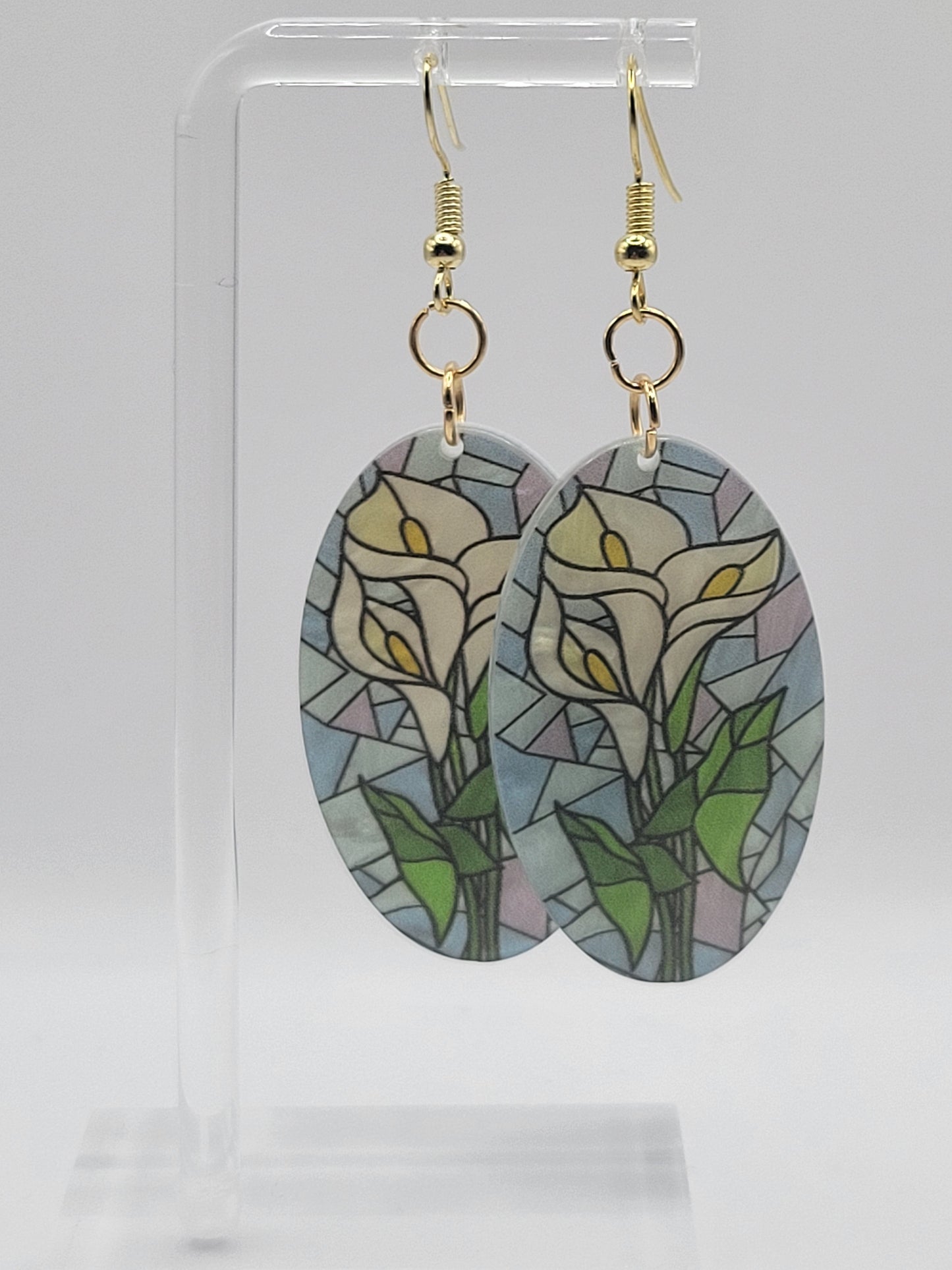 Stained Glass Rose Earrings