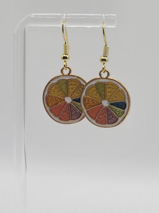 Boucles d'oreilles citron arc-en-ciel