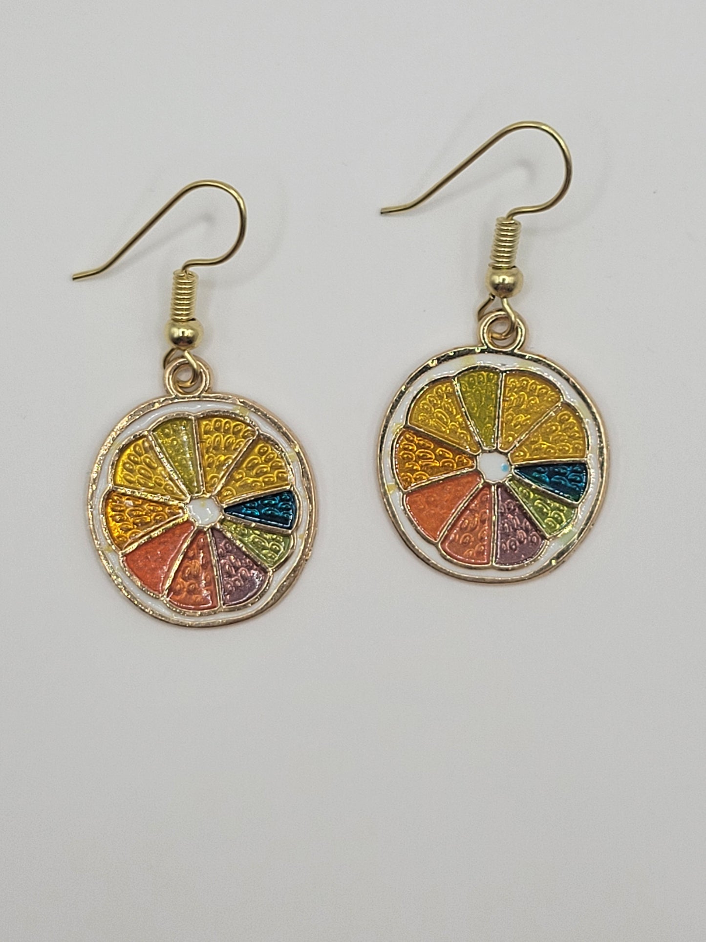 Boucles d'oreilles citron arc-en-ciel