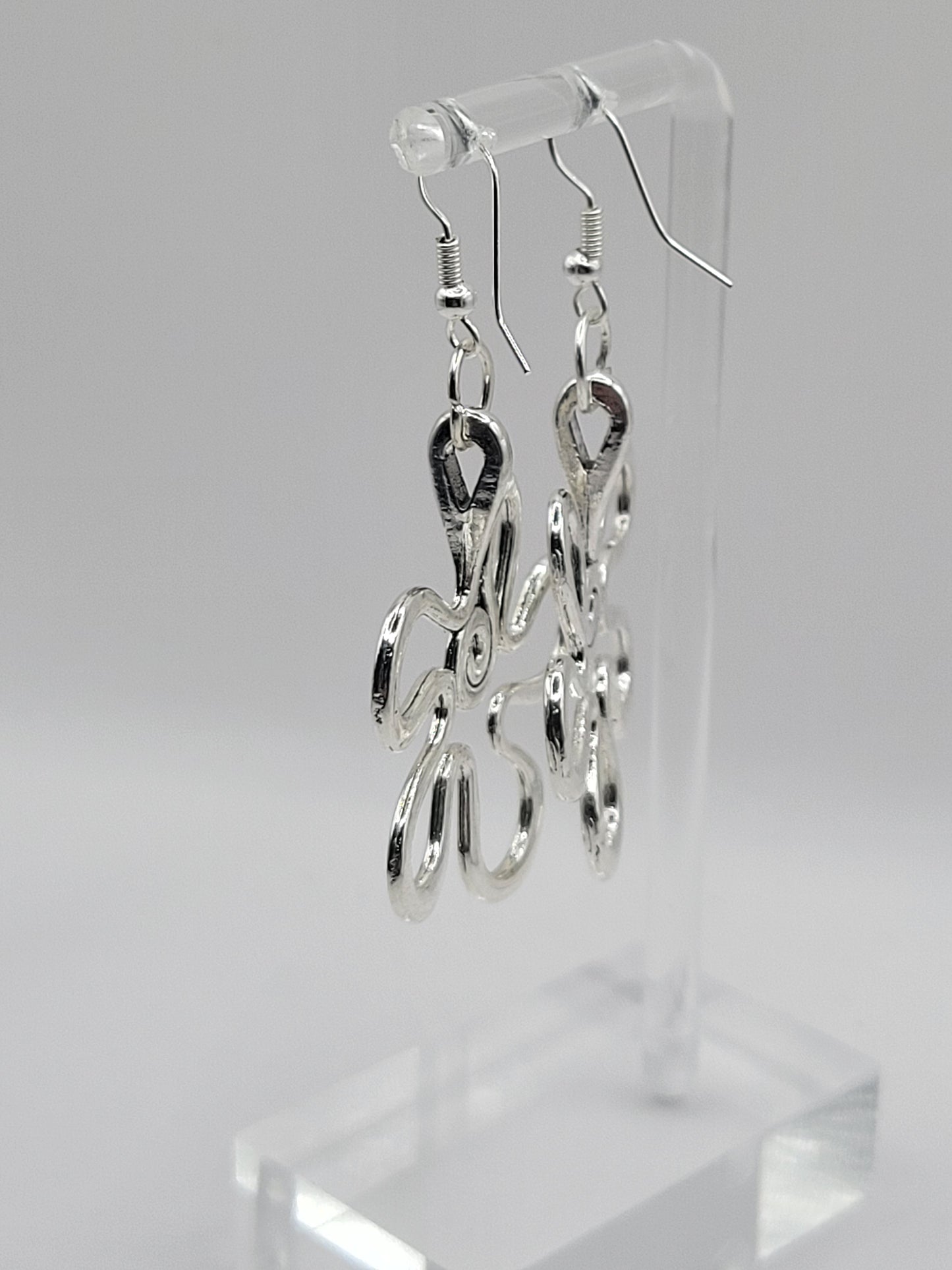 Silver Swirled Flower Earrings