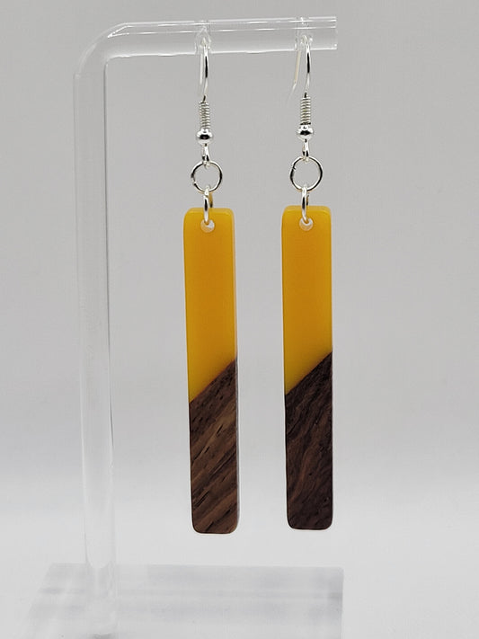 Boucles d'oreilles en bois à un seul rectangle