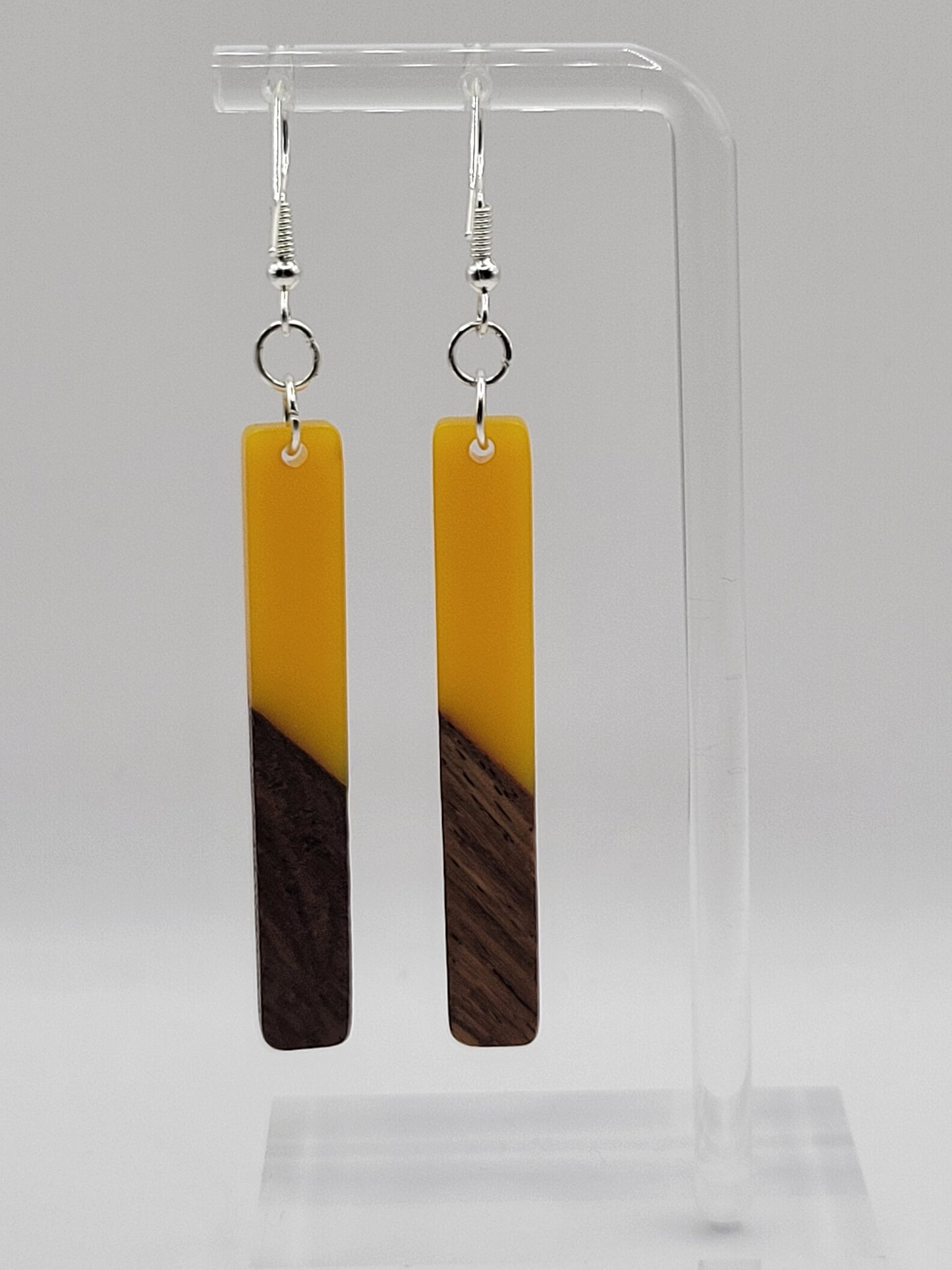 Boucles d'oreilles en bois à un seul rectangle