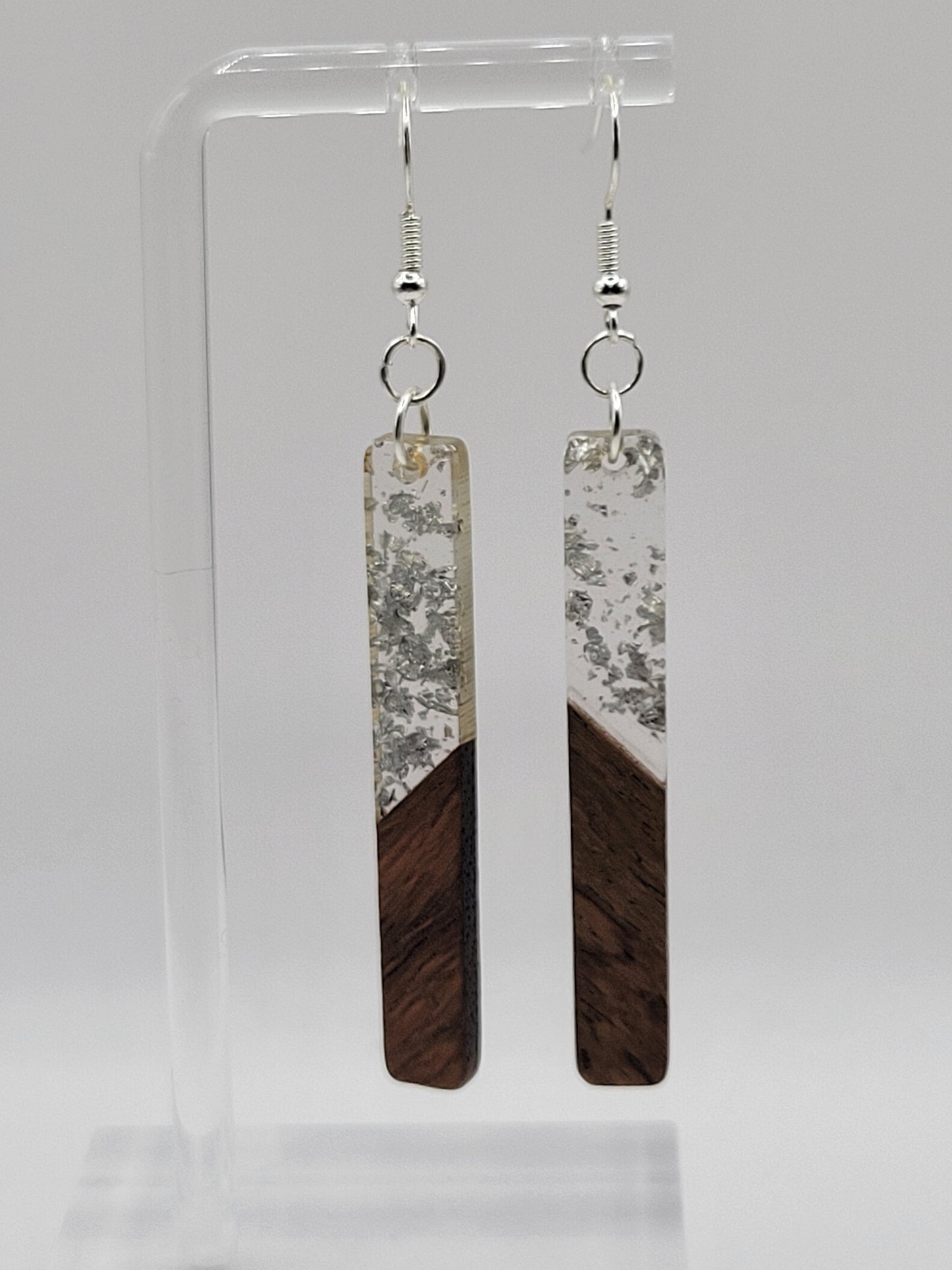 Boucles d'oreilles en bois à un seul rectangle