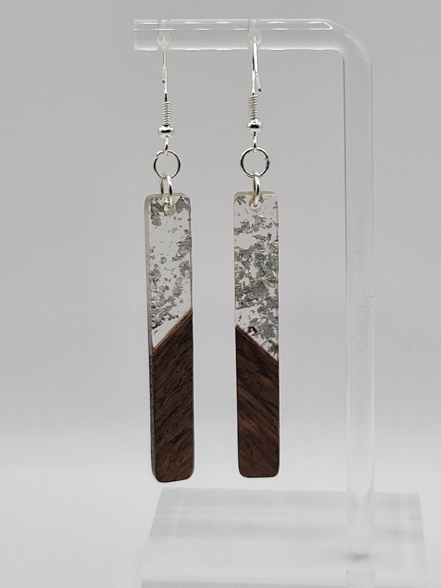 Boucles d'oreilles en bois à un seul rectangle