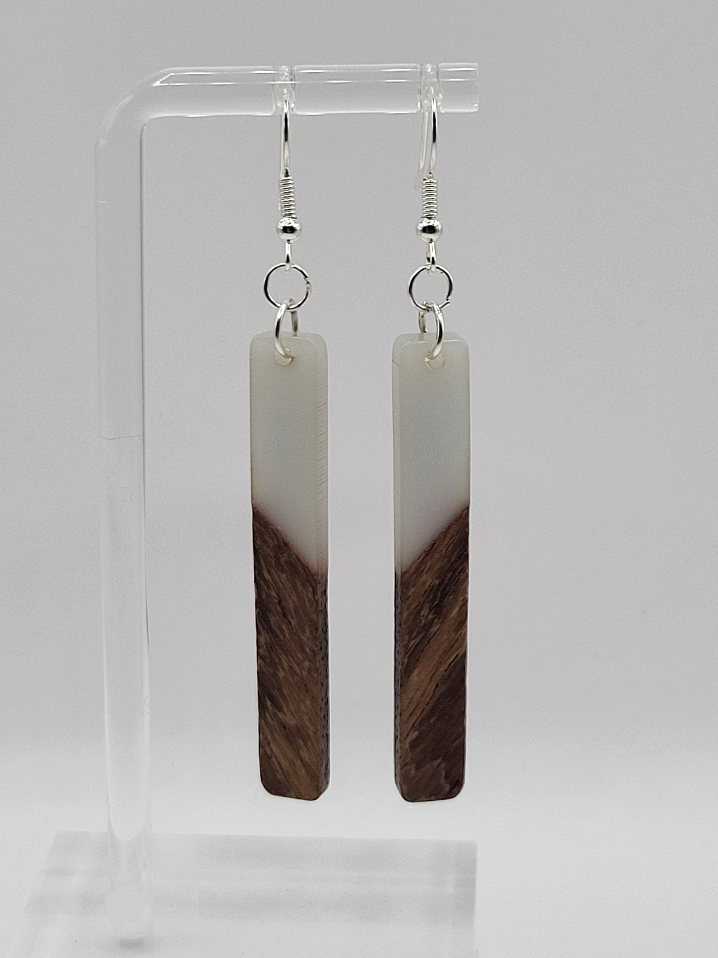 Boucles d'oreilles en bois à un seul rectangle