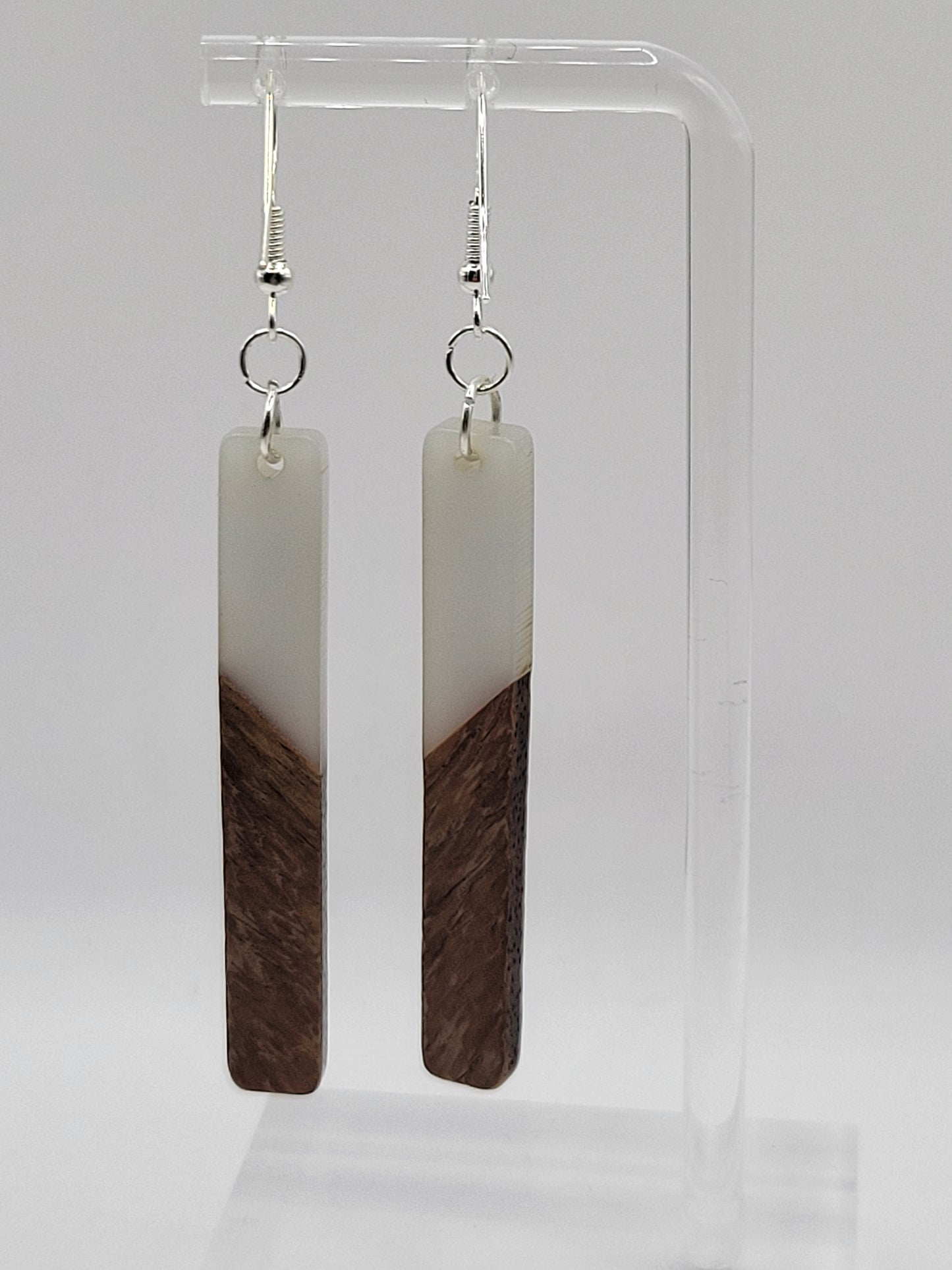 Boucles d'oreilles en bois à un seul rectangle