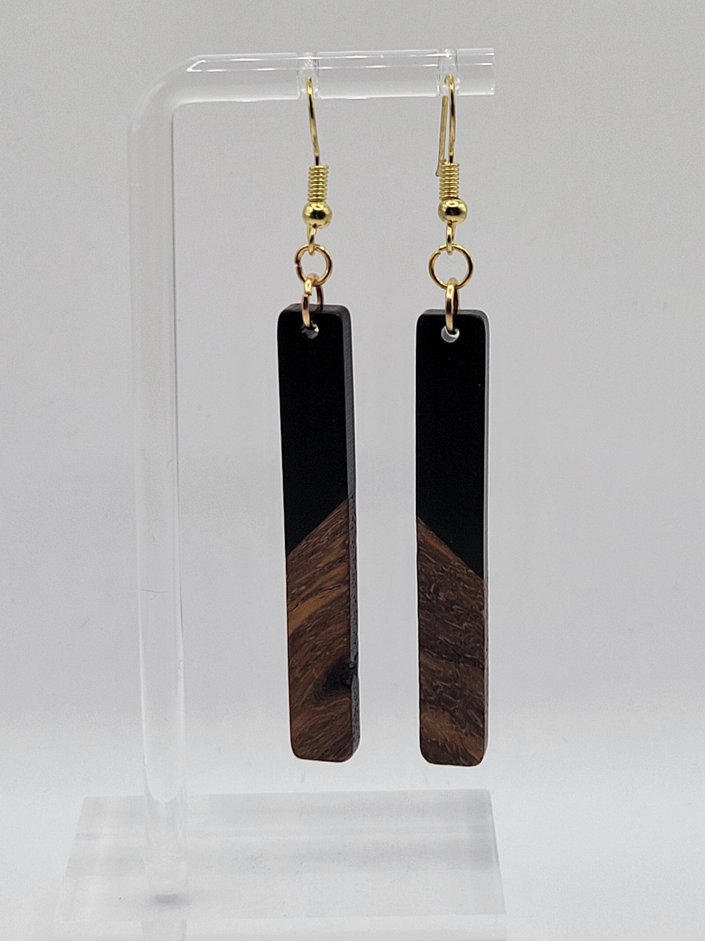 Pendientes de madera rectangulares