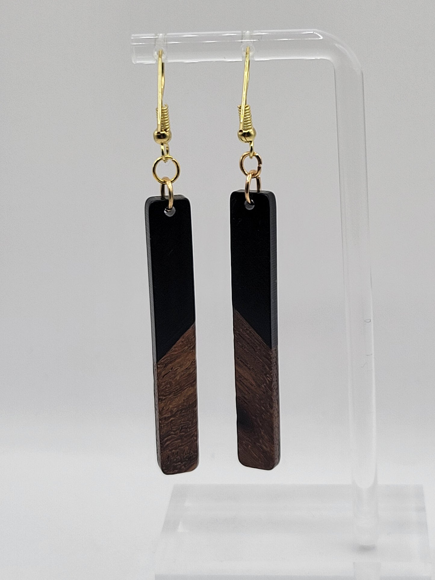 Pendientes de madera rectangulares