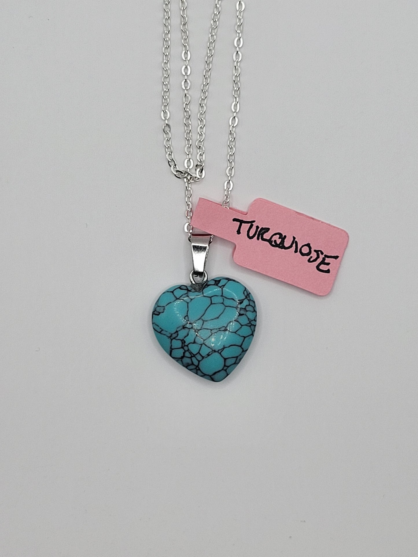 Natural Stone Heart Pendant Necklaces