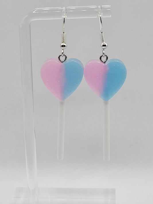 Two-Toned Heart Lollipop Earrings