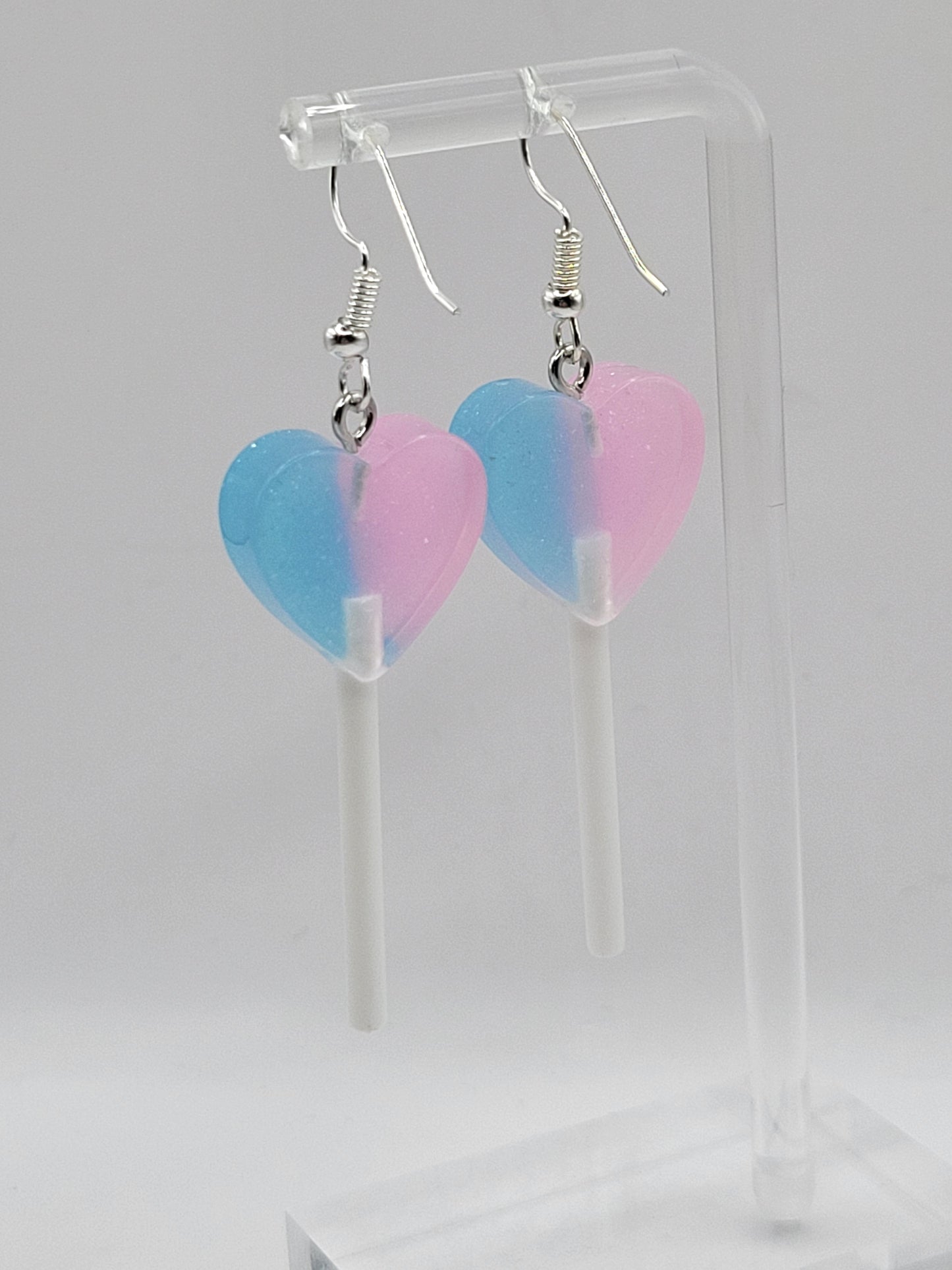 Boucles d'oreilles sucette coeur bicolore