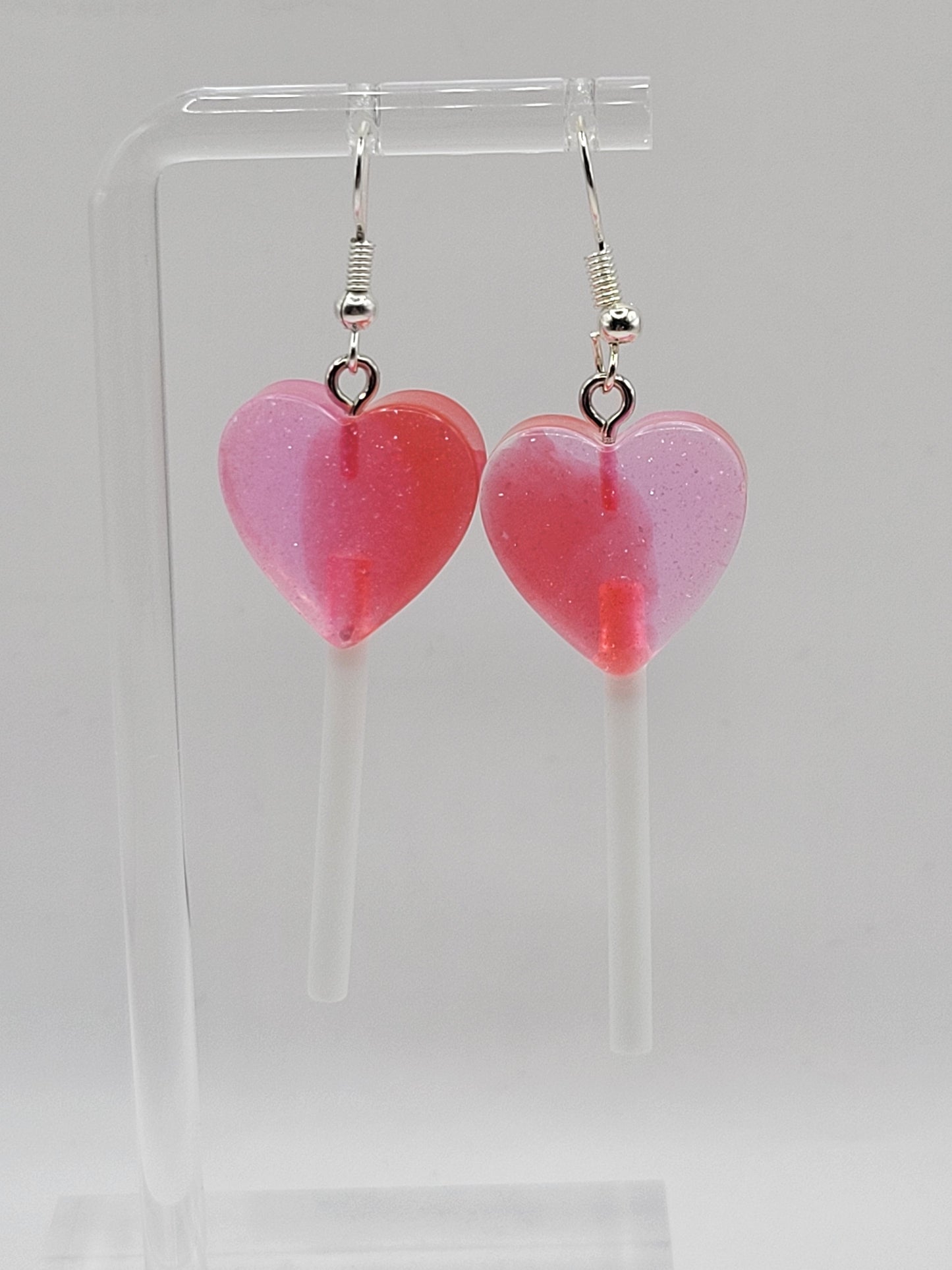 Two-Toned Heart Lollipop Earrings