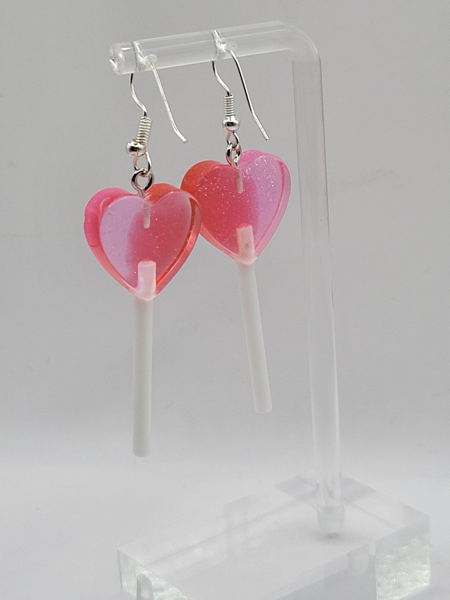 Two-Toned Heart Lollipop Earrings