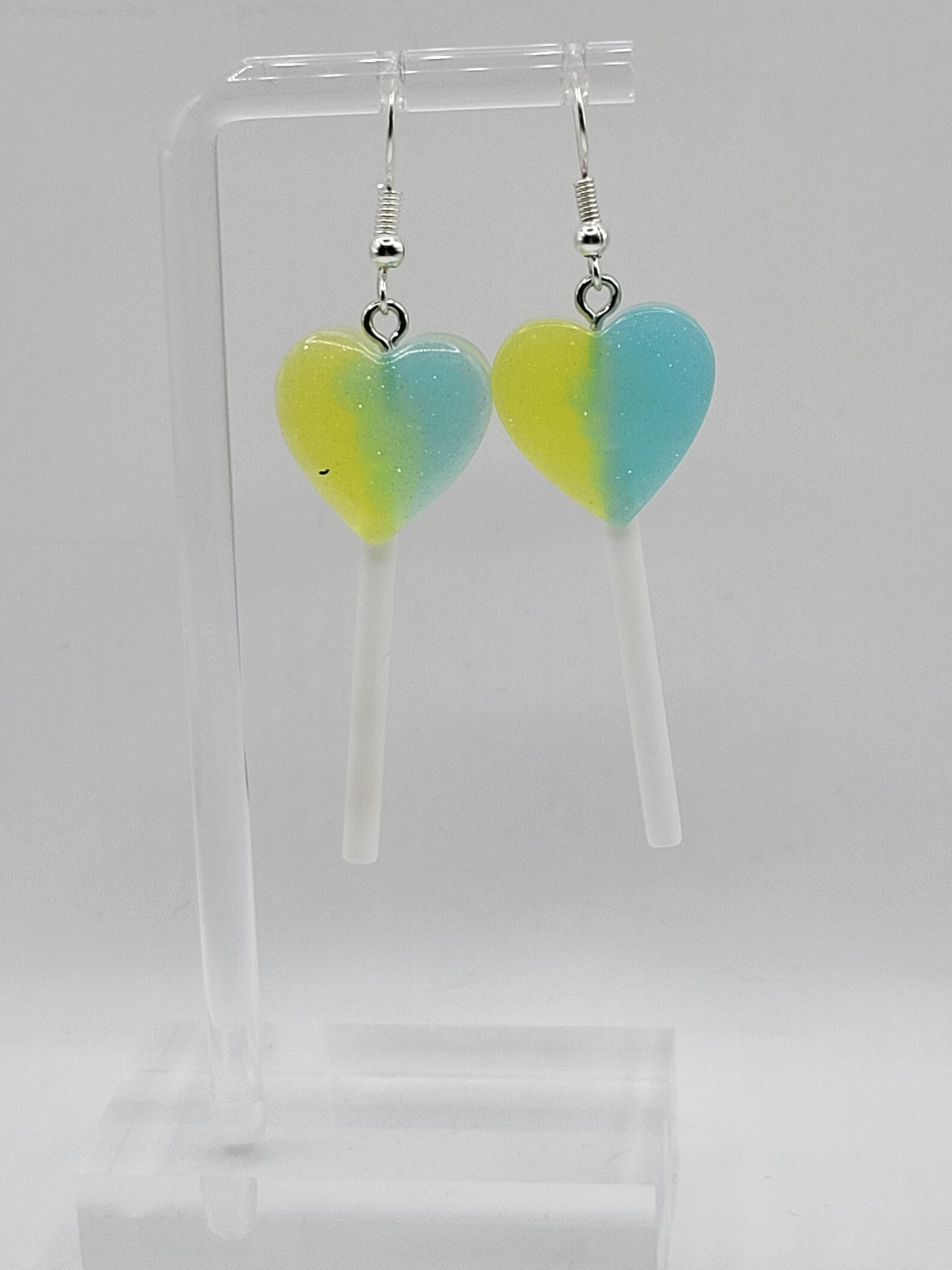 Two-Toned Heart Lollipop Earrings