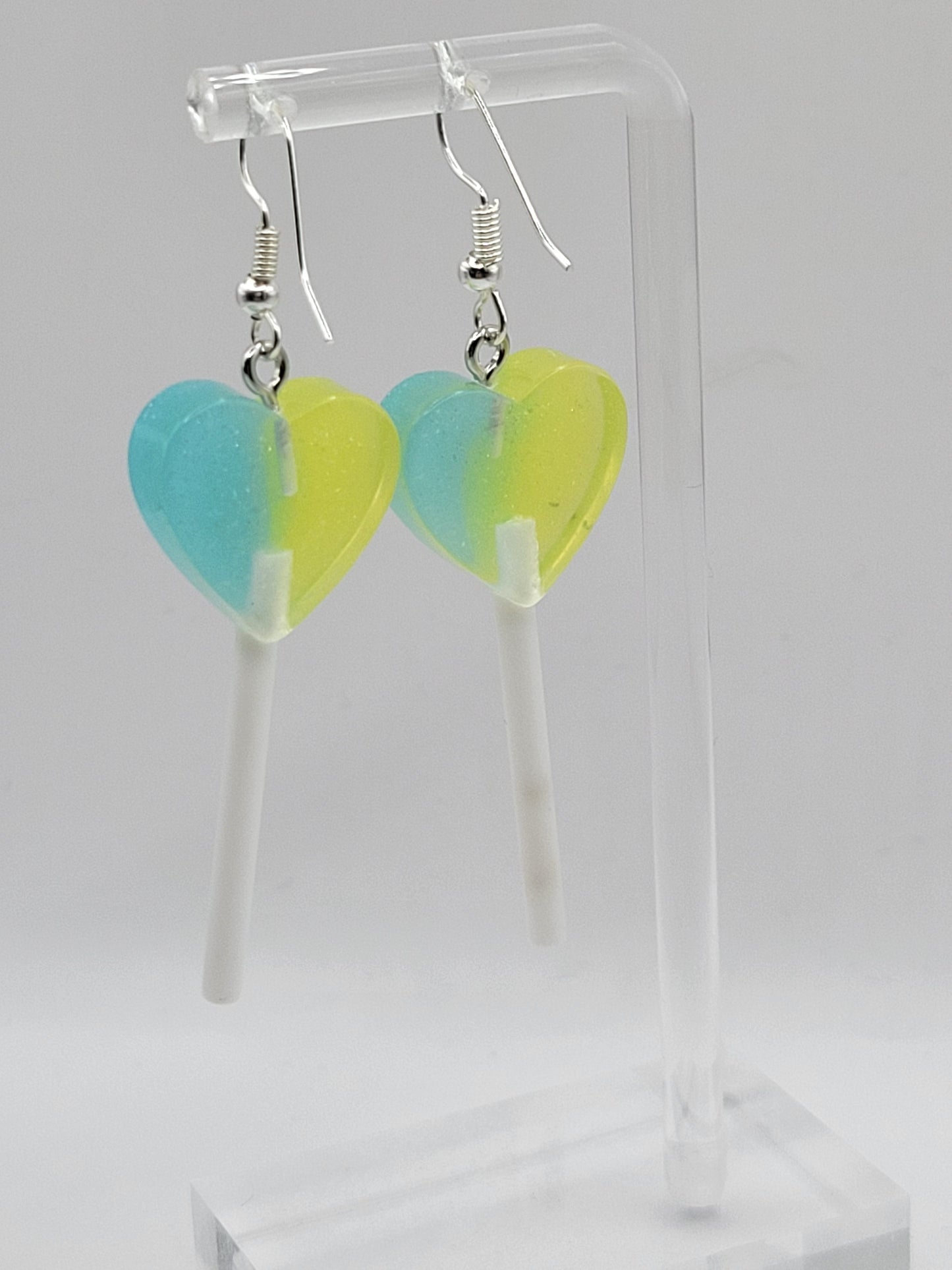 Two-Toned Heart Lollipop Earrings