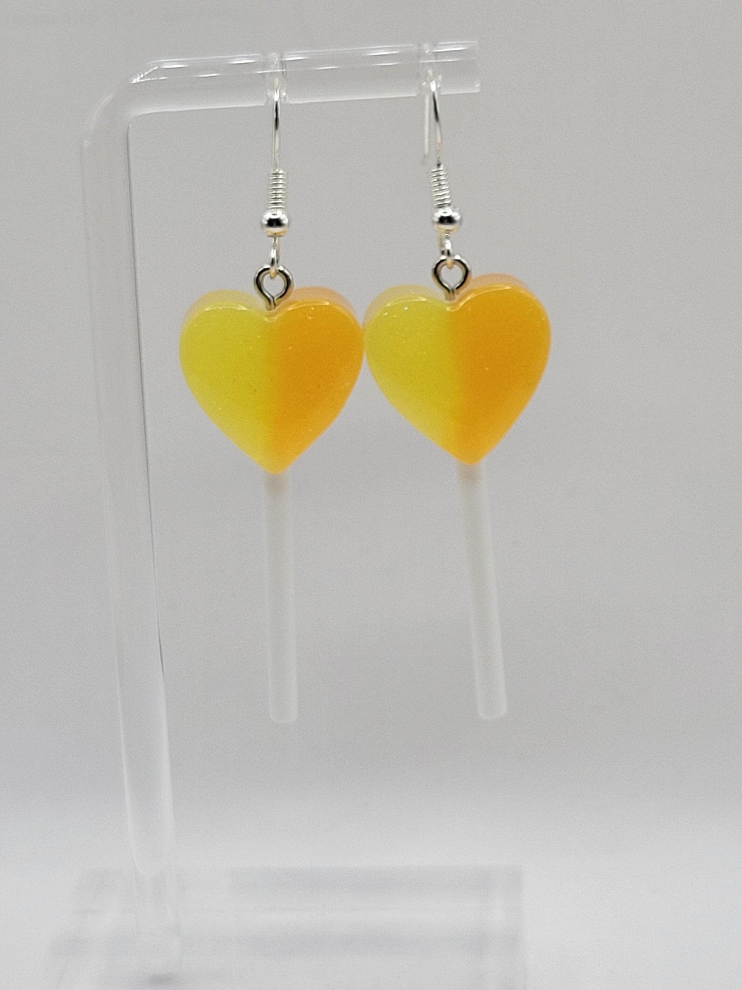 Two-Toned Heart Lollipop Earrings