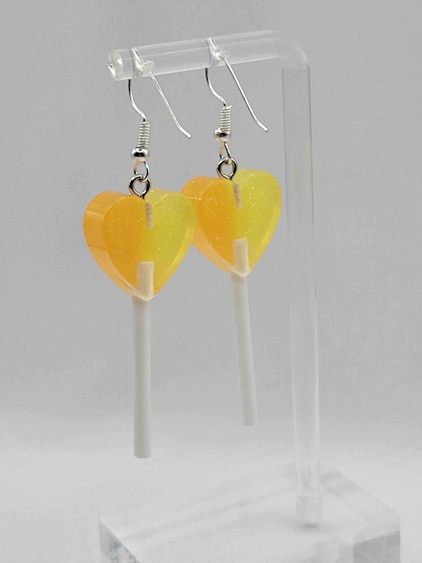 Two-Toned Heart Lollipop Earrings