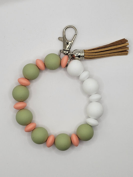 Jasmine Green, Peach, White Wristlet