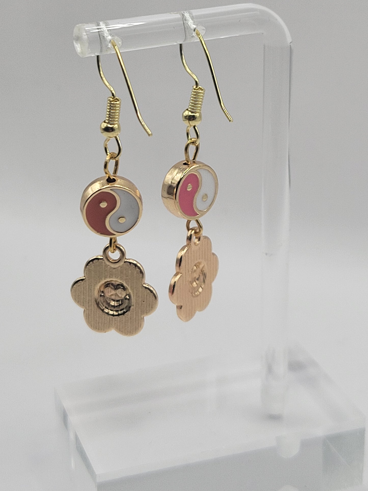 Yin Yang Smiley Daisy Earrings