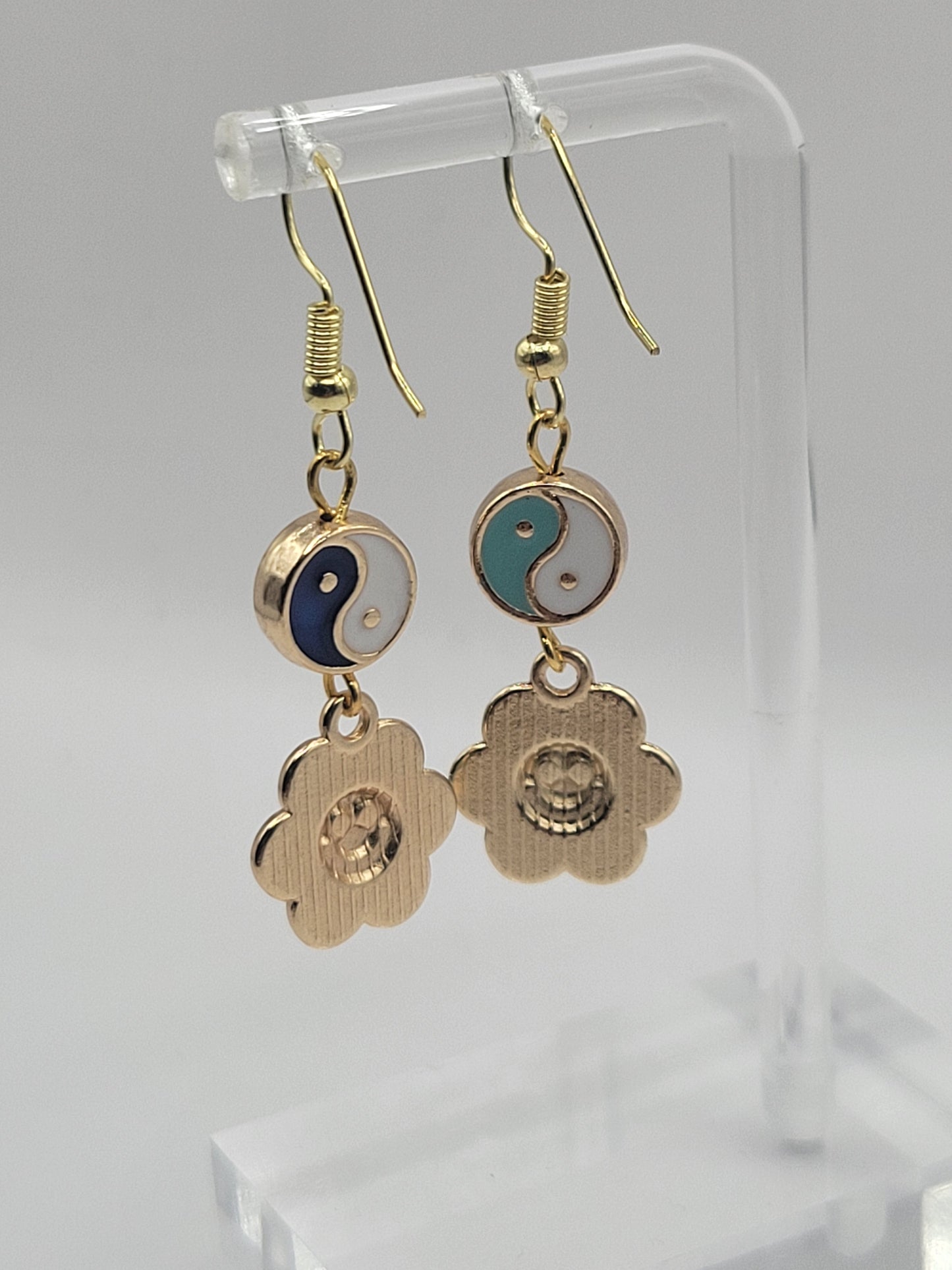 Yin Yang Smiley Daisy Earrings