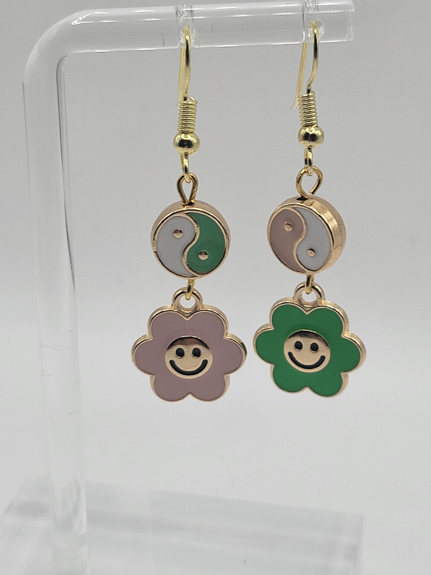 Yin Yang Smiley Daisy Earrings