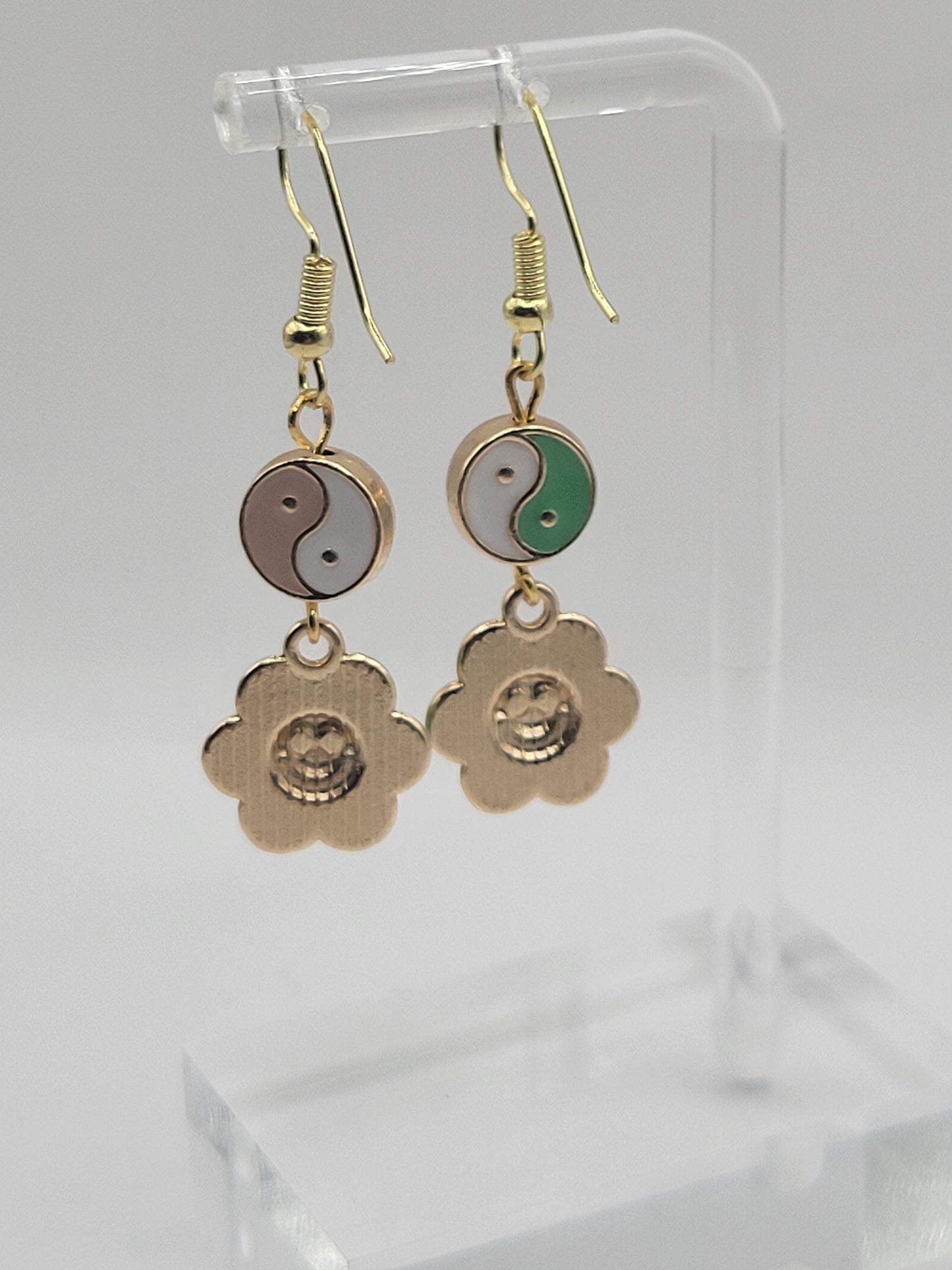 Yin Yang Smiley Daisy Earrings