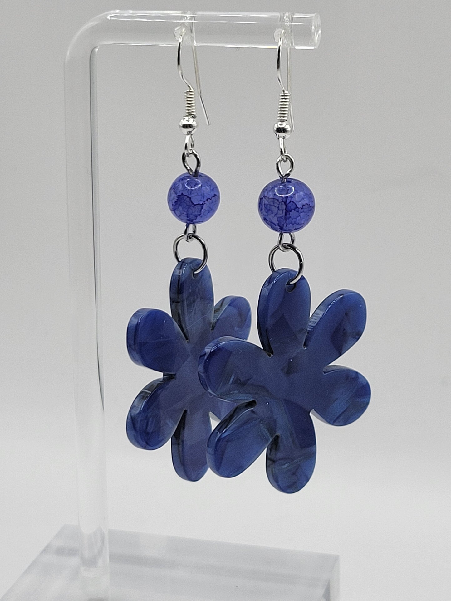 Marble Flower Drop Earrings