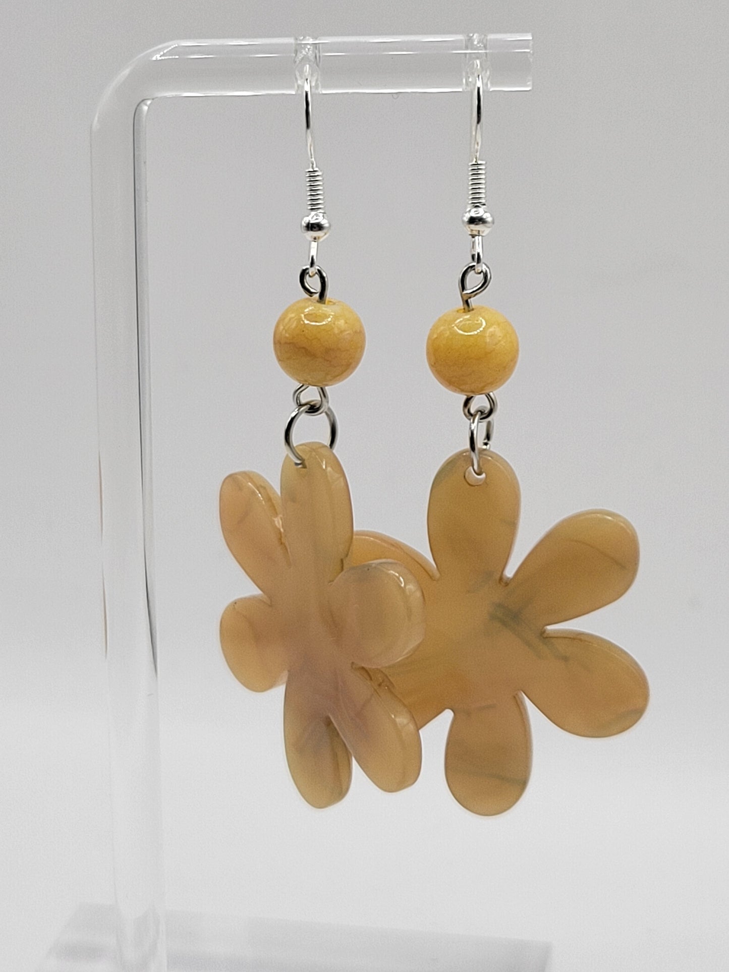 Marble Flower Drop Earrings