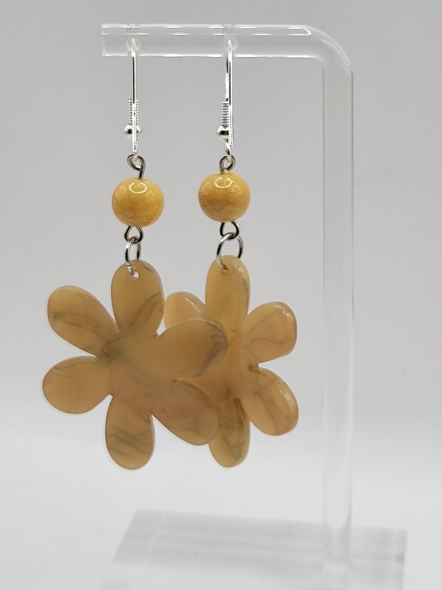 Marble Flower Drop Earrings