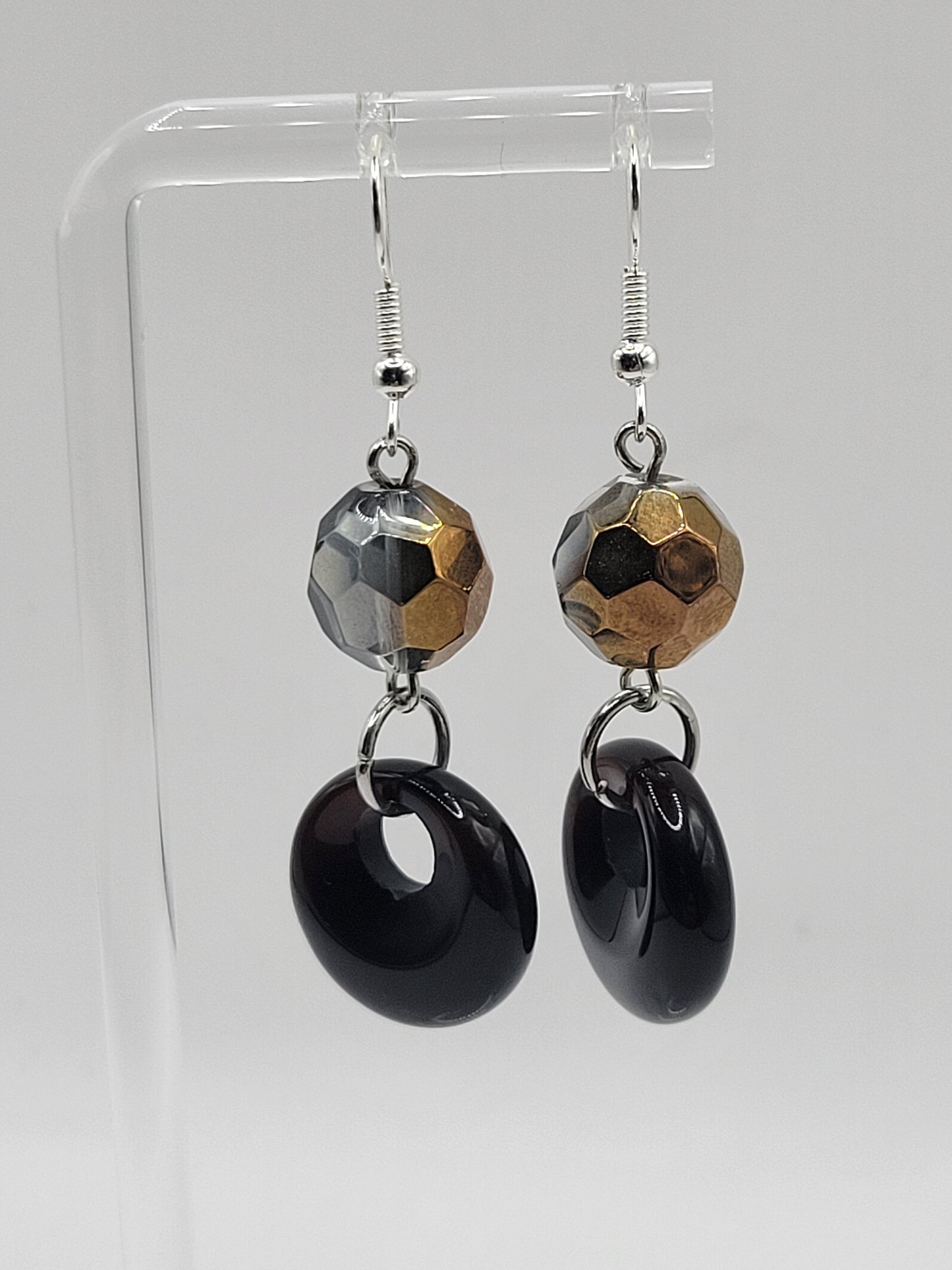 Two Toned Natural Stone Earrings