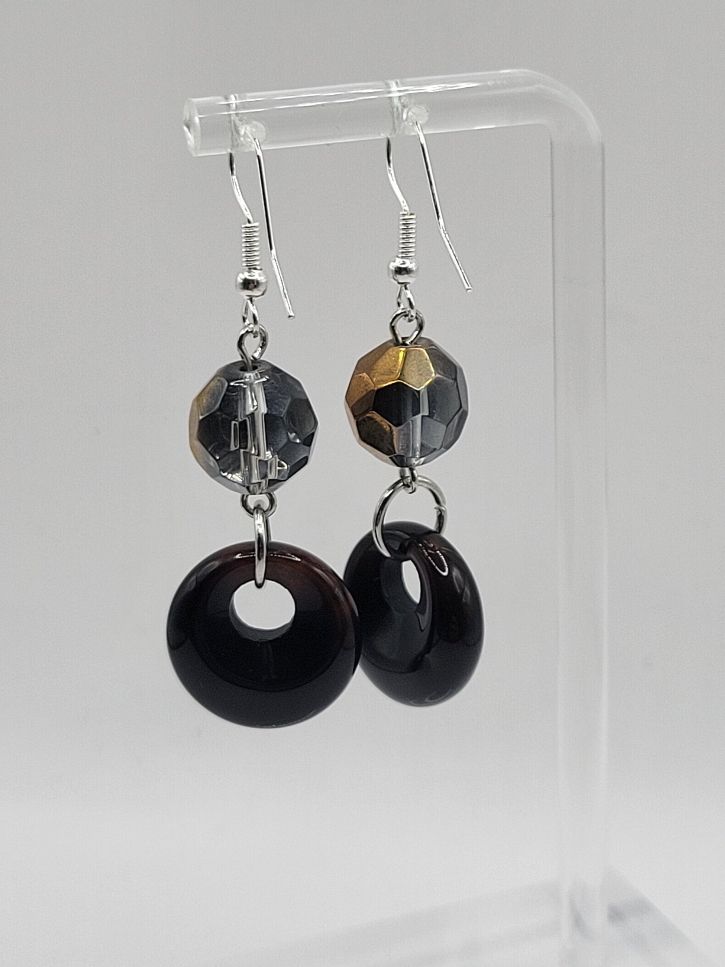 Two Toned Natural Stone Earrings