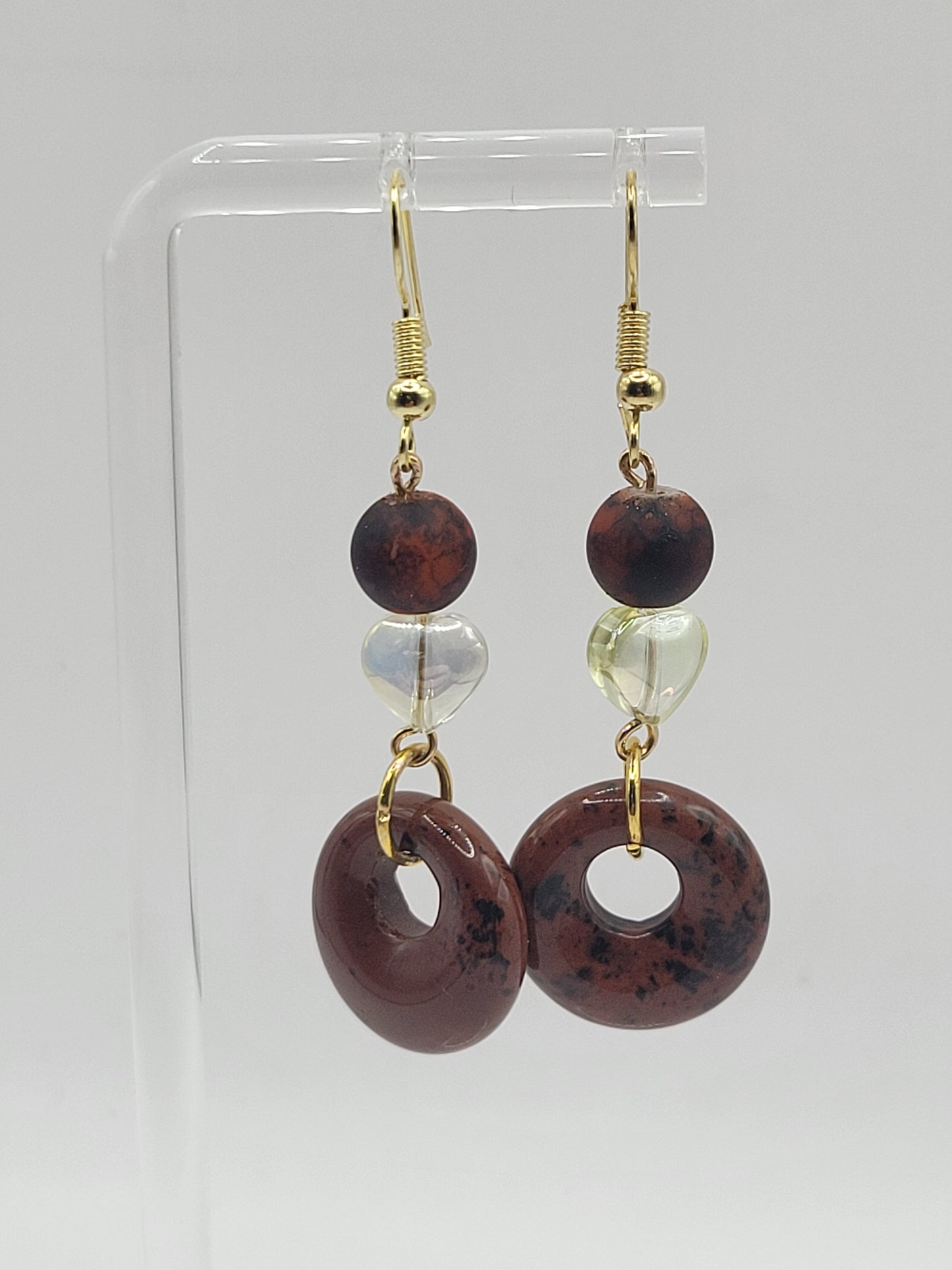 Natural Stone Heart Drop Earrings