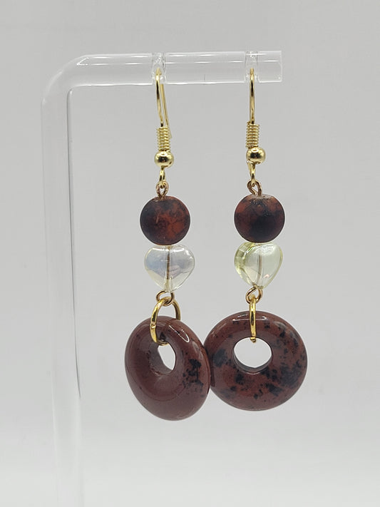 Natural Stone Heart Drop Earrings