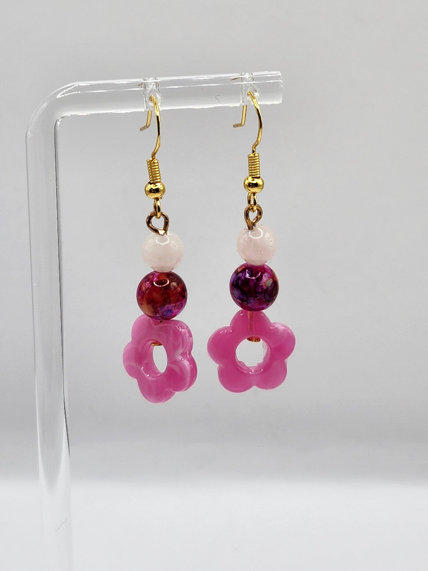 Boucles d'oreilles en cristal avec fleurs