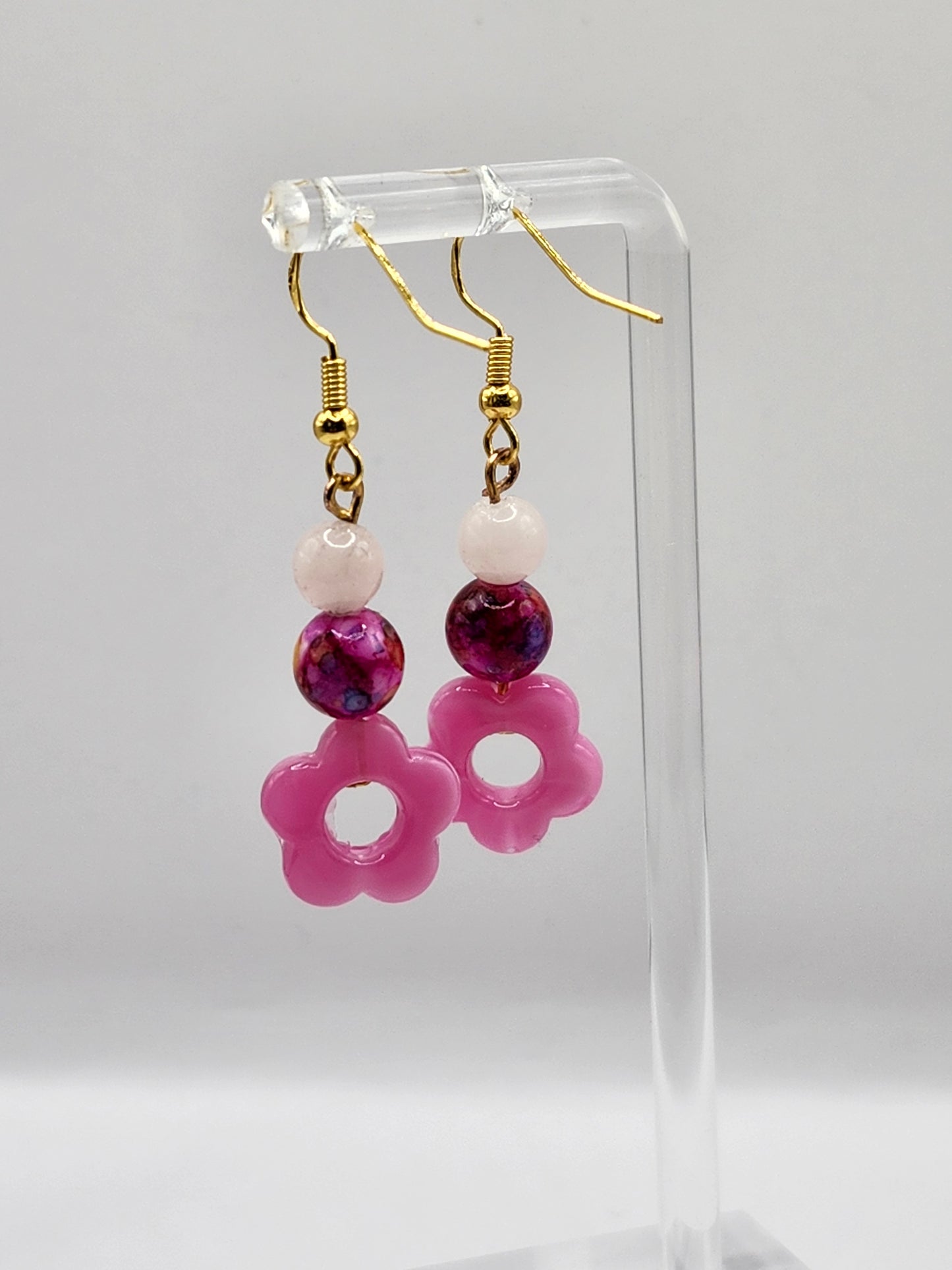 Boucles d'oreilles en cristal avec fleurs