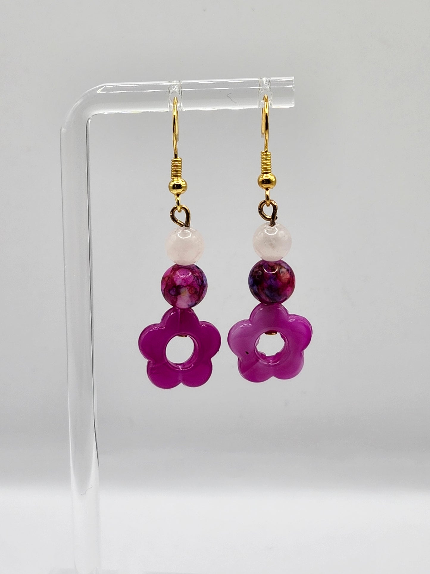 Boucles d'oreilles en cristal avec fleurs